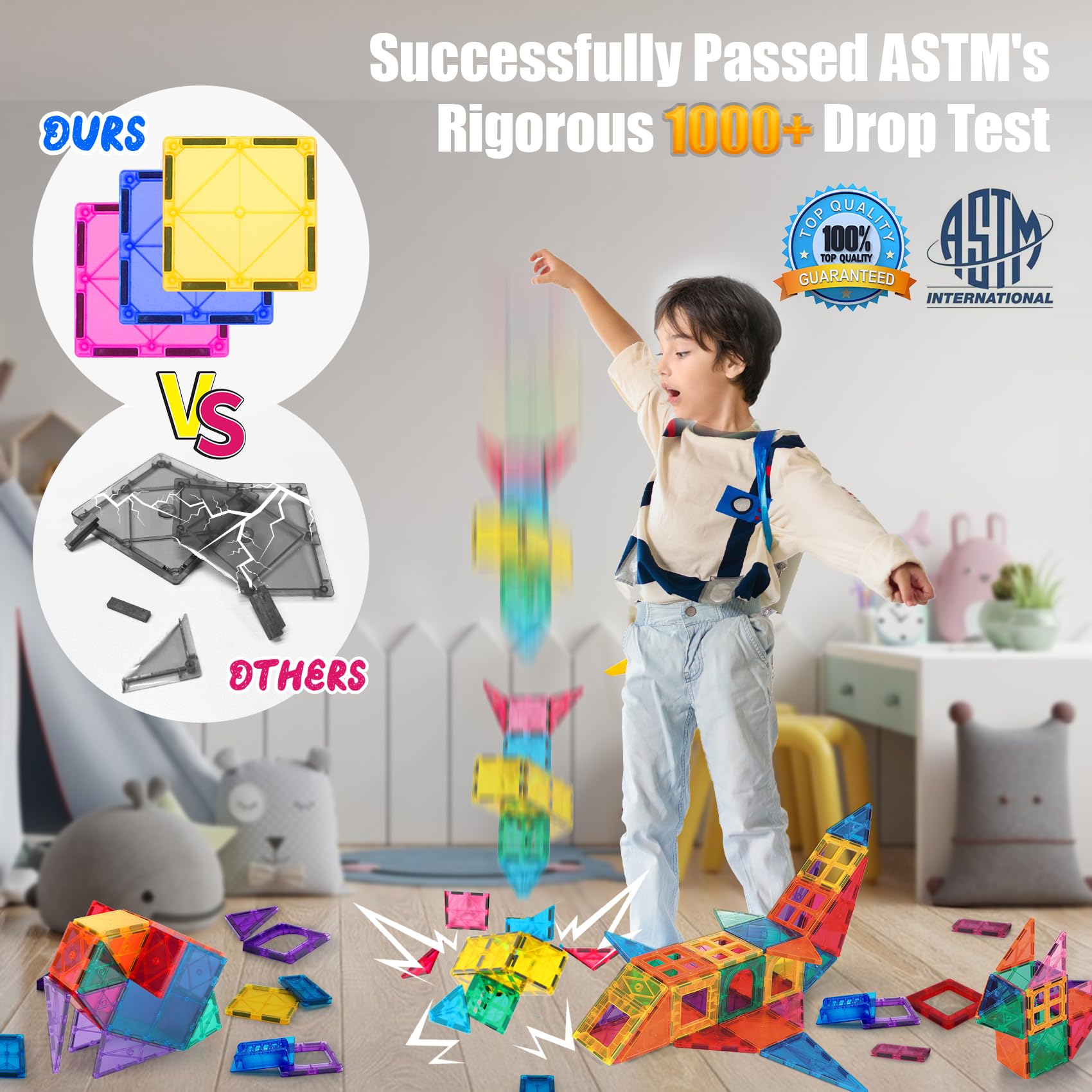 STEM Magnetic Building Blocks for Kids - Educational Montessori Toys for Boys & Girls Ages 3+ | Sensory Learning, Creative Construction Play | Perfect for Preschool Classroom & Home Playroom Activities