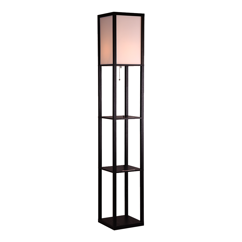 Modern Floor Lamp with Open Shelf & Diffused Shade - Adjustable Reading Light for Living Room, Bedroom & Office - Space-Saving Home Decor with Storage Shelves