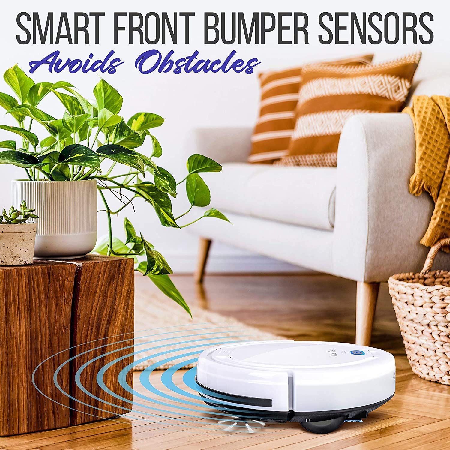 PURE CLEAN Smart Automatic Robot Vacuum Cleaner with Self-Programmed Navigation - Slim, Rechargeable Robotic Vacuum for Carpets, Hardwood, Tile & Linoleum Floors - Anti-Fall Sensors - Ideal for Pet Hair, Daily Home Cleaning & Office Use - Model PUCRC25PLUS.5