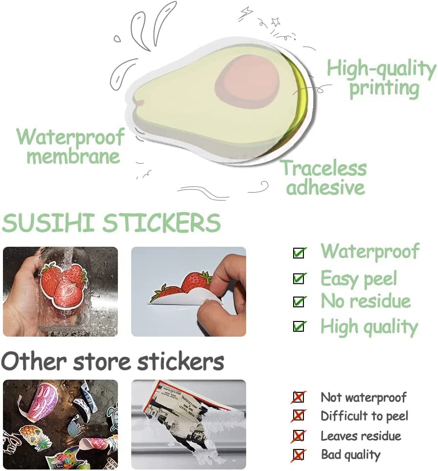 50 Pcs Cute Fruit & Vegetable Stickers for Kids - Water Bottle Decals, Scrapbooking Supplies, Laptop & Notebook Decor - Fun DIY Crafts for School, Home & Party