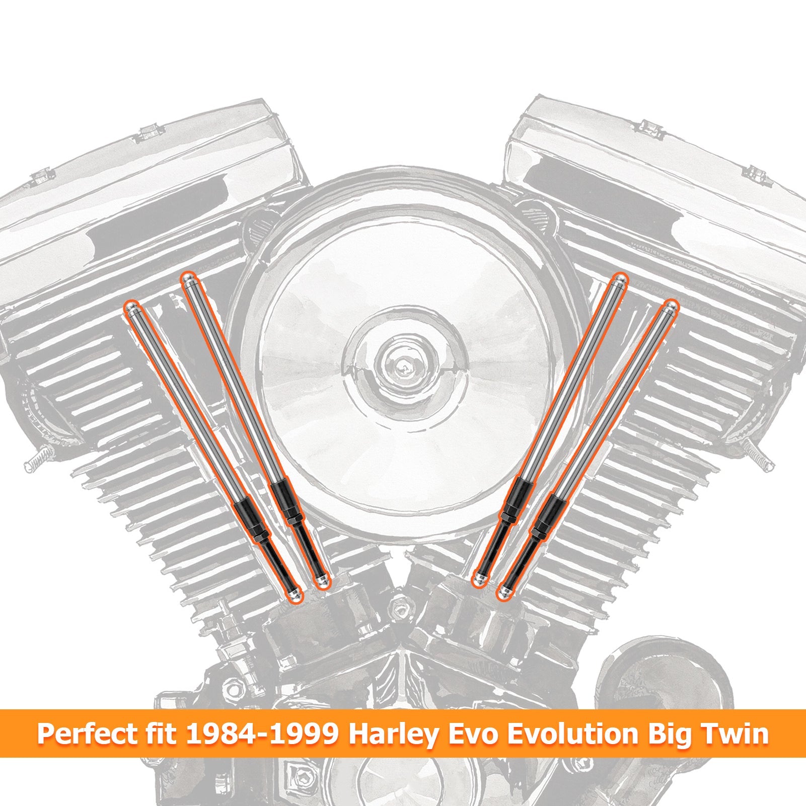 1984-1999 Harley-Davidson Evo Evolution Big Twin Quick Adjustable Pushrod Kit - Motorcycle Engine Upgrade & Maintenance Parts for Harley Davidson Touring & Custom Bikes
