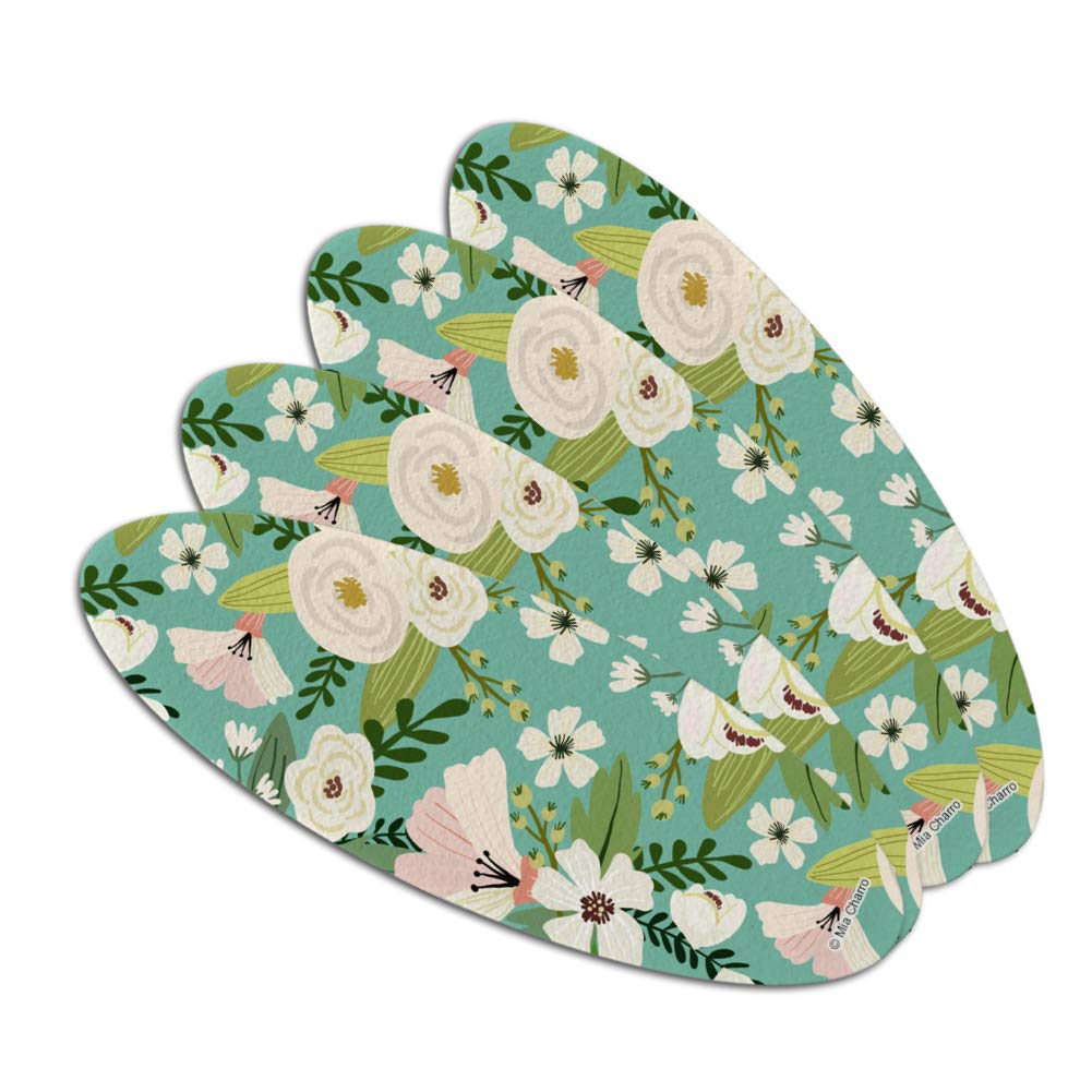 Yuri Spring Flowers Double-Sided Oval Nail File Emery Board Set - 4 Pack Professional Nail Care Tools for Manicure, Pedicure & Travel | Perfect for Home, Salon & On-the-Go Nail Maintenance