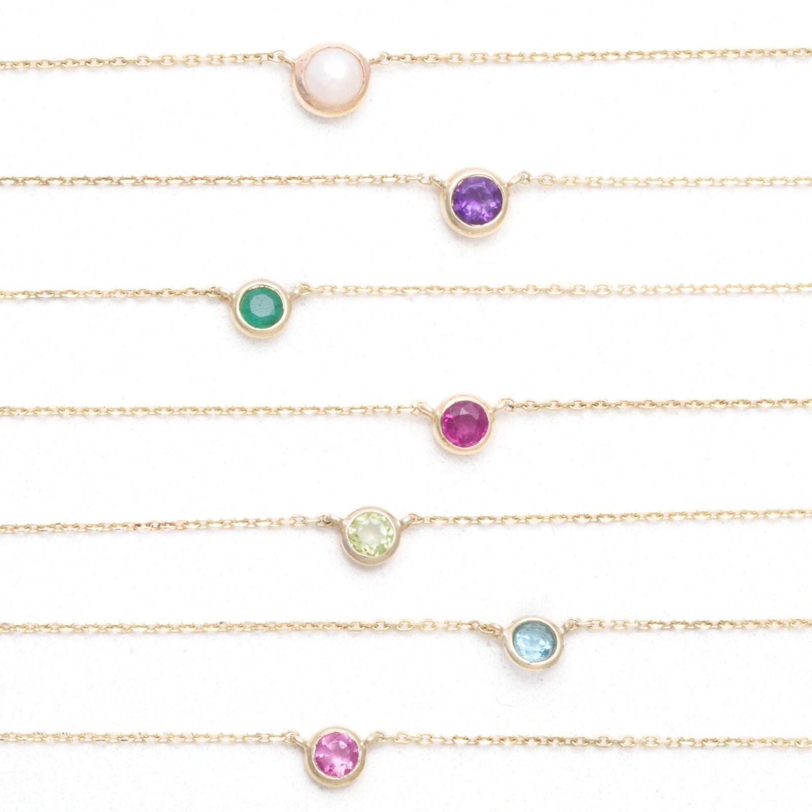 14K Yellow Gold Amethyst Bezel Station Necklace - Elegant Jewelry for Women, Perfect for Gifts, Weddings & Everyday Wear