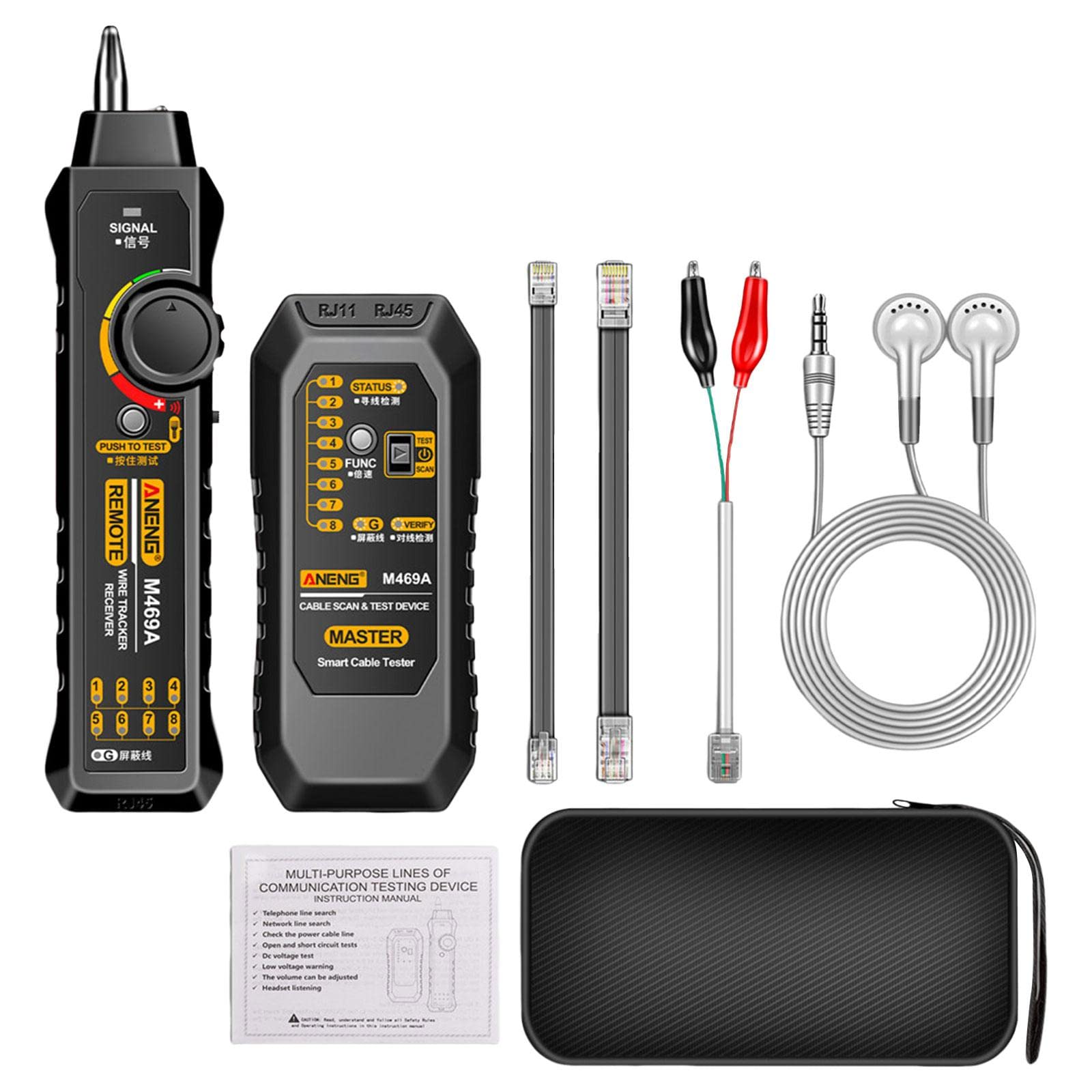 2-Pack Network Cable Tester Kit - RJ45 & RJ11 Line Finder with Optical CAT Detection - Professional Ethernet Cable Tester for Home, Office, and Data Center Networking Setup