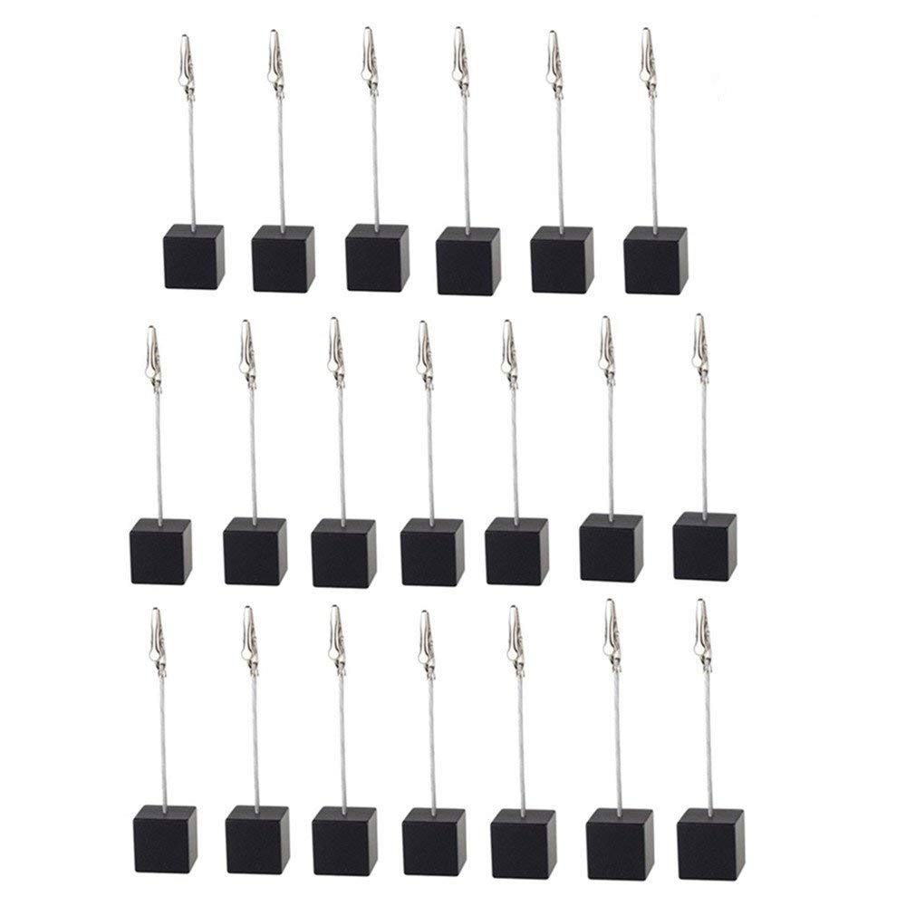 20pcs Black Table Number Holders - Elegant Name Place Card Stands, Memo Clips & Menu Holders for Weddings, Parties & Restaurants (Perfect for Seating Cards, Photos & Notes)