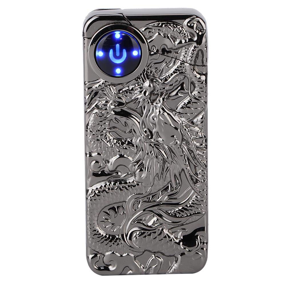 USB Rechargeable Electric Lighter - Dual Arc, Touch Sensing for Outdoor & Camping (Silver)