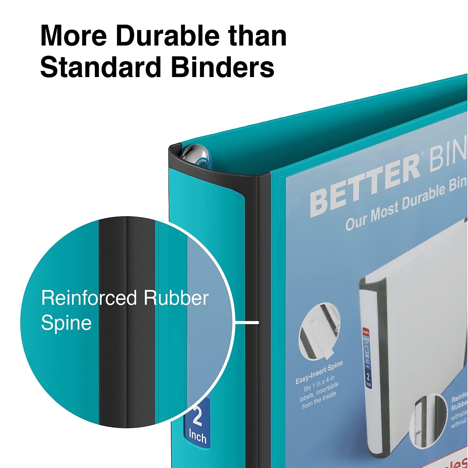 STAPLES Better Binder 2-Inch Teal - Durable 3-Ring Binder for School, Office & Home Organization | Perfect for Reports, Documents & Presentations
