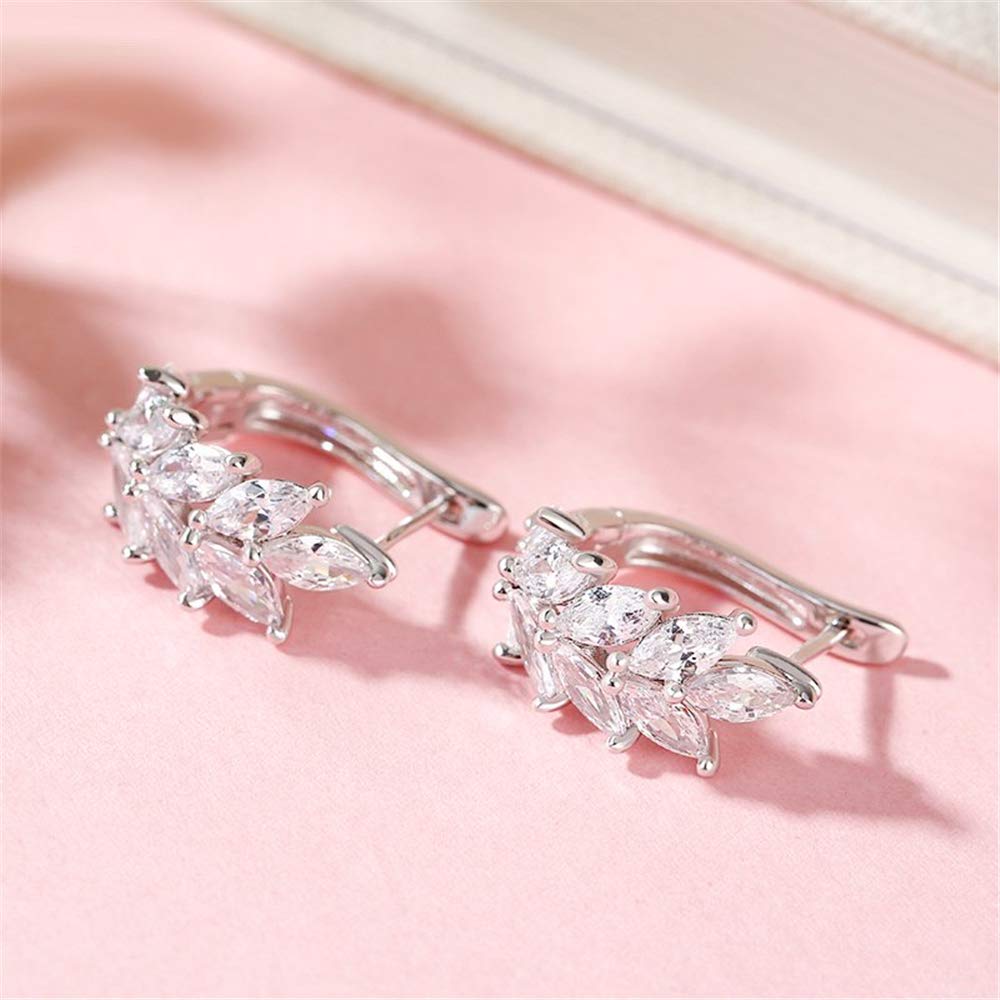 Jeulia Sterling Silver Marquise Cut Leaf Design Hoop Earrings for Women & Teens – Perfect Gift for Girlfriend, Wife, Bride, Birthday with Jewelry Box | Elegant Everyday Wear & Special Occasions