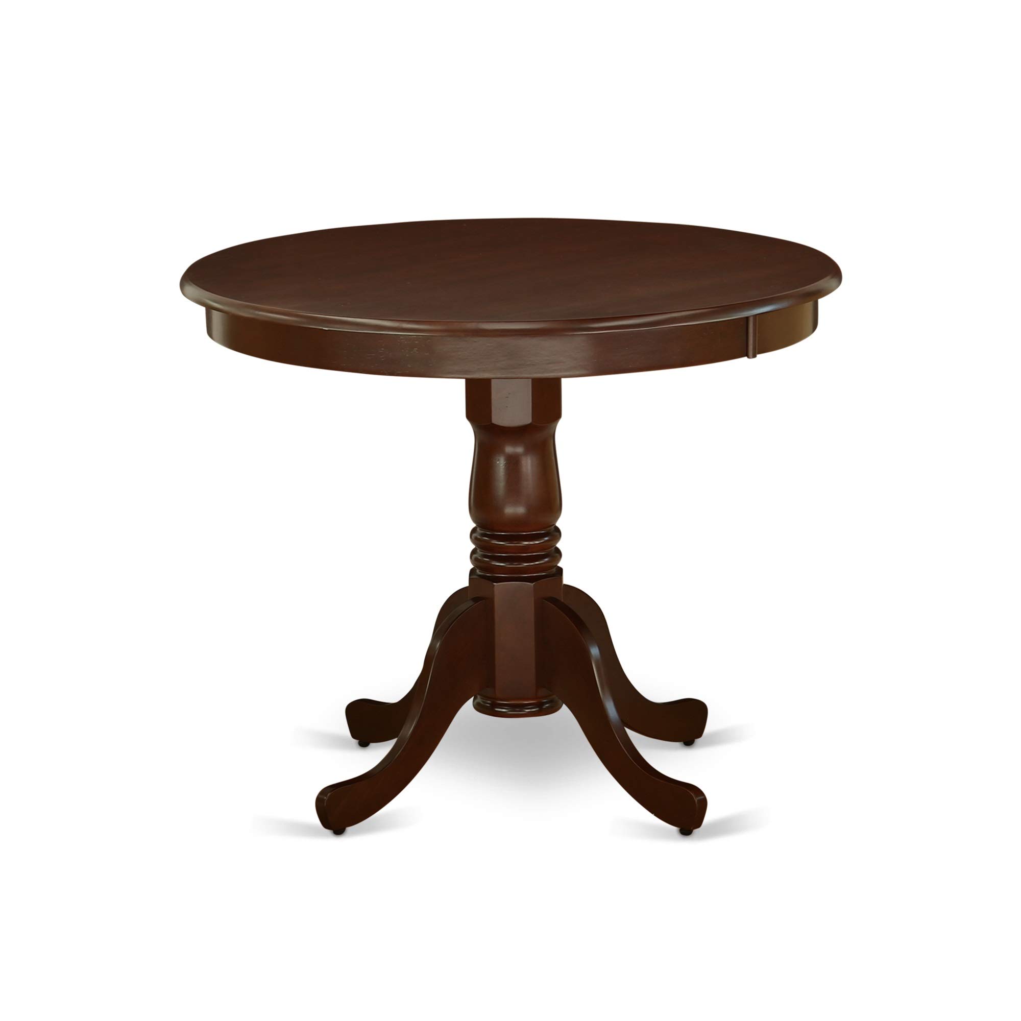 East West Furniture ANDA5-MAH-W 5-Piece Round Dining Table Set with Pedestal Base & 4 Chairs - 36x36 Inch Mahogany Kitchen Table for Small Spaces, Breakfast Nook, Apartment Dining Room