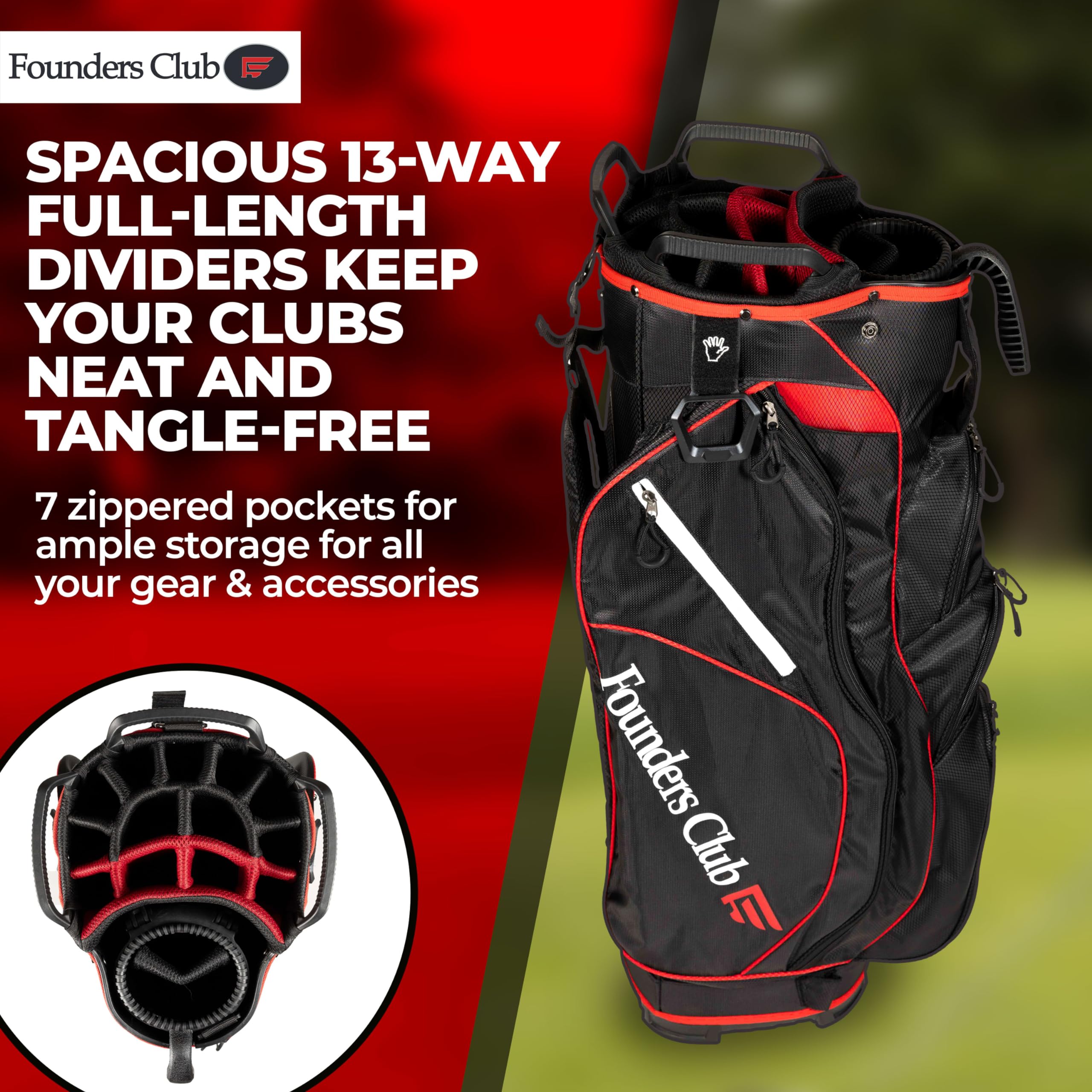 Founders Club 2 in 1 Golf Cart Bag with Removable Short Game Stand Bag - 15 Dividers - Perfect for Golf Tournaments & Practice Sessions