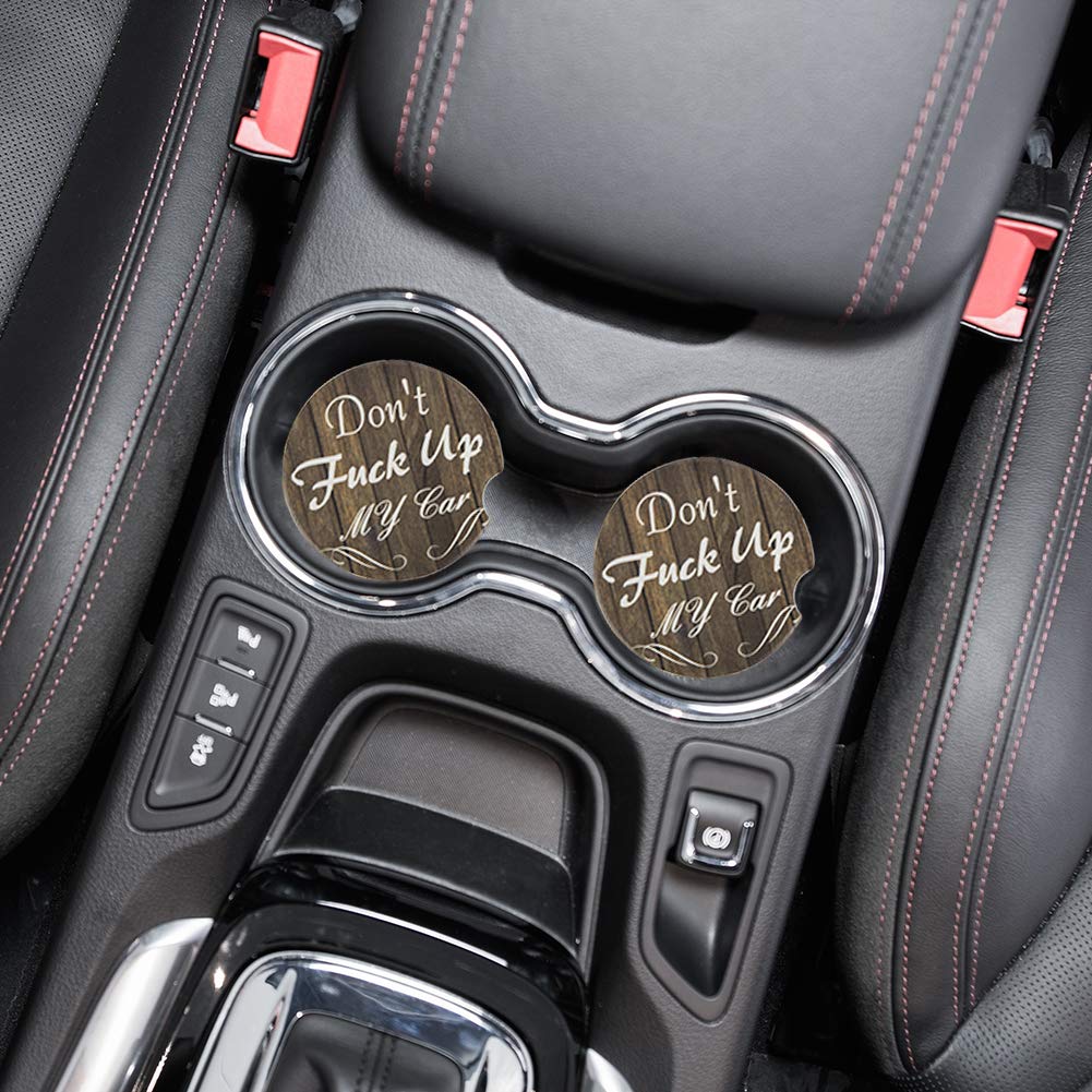 Absorbent Ceramic Car Cup Holder Coasters (2-Pack) - 2.56