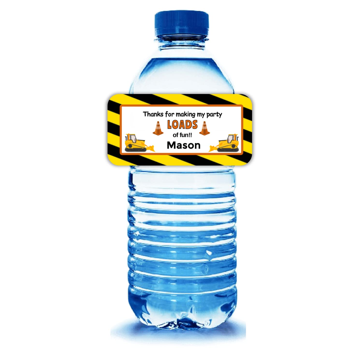 20 Custom Construction & Dump Truck Half Wrap Water Bottle Labels - Perfect for Birthday Parties, Baby Showers & Construction Theme Events - Personalized Party Decorations for Kids