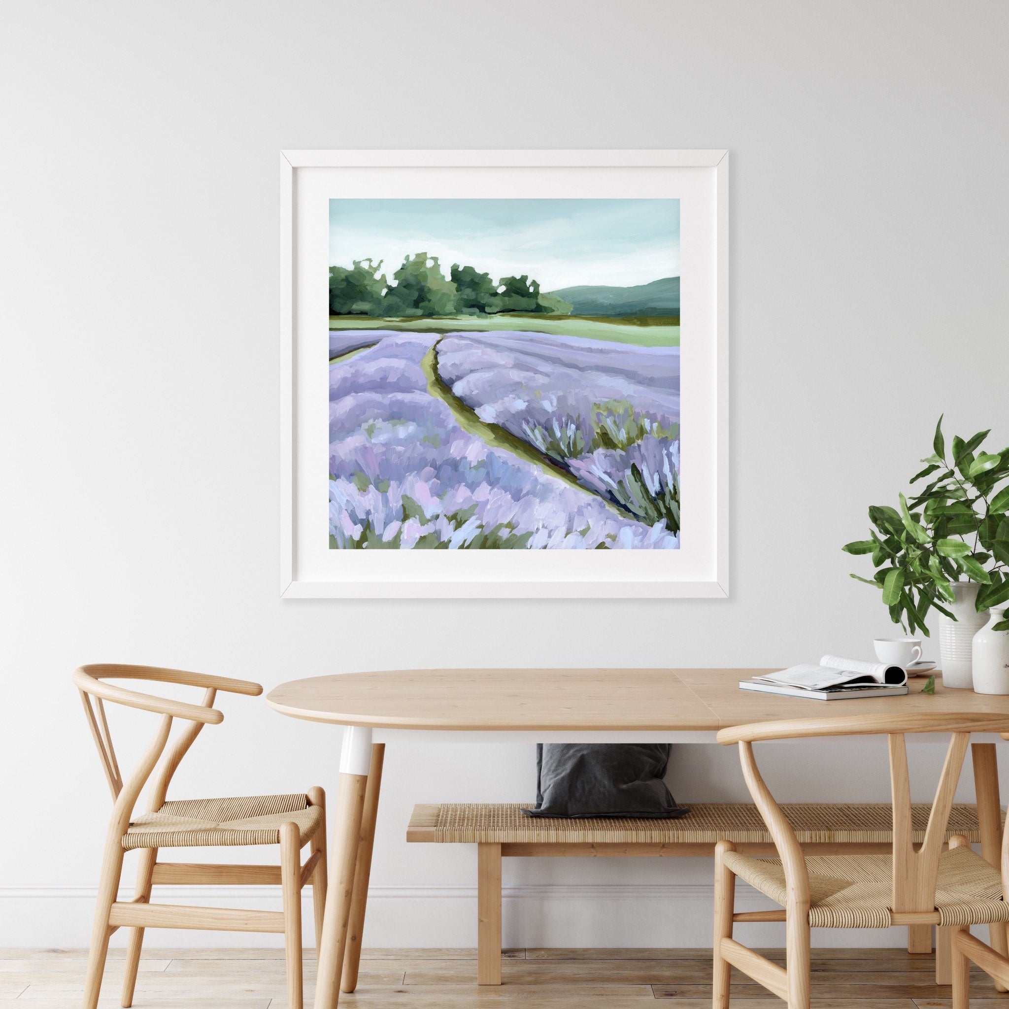 Lavender Foothills Wall Art Print - Nature Landscape Painting for Home & Office Decor - Perfect for Living Room, Bedroom or Office Wall Decor