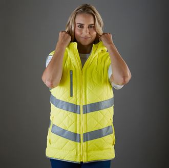High Visibility Kensington Hooded Gilet - Reflective Safety Vest for Outdoor Work, Cycling & Running - ANSI Certified for Construction & Road Workers