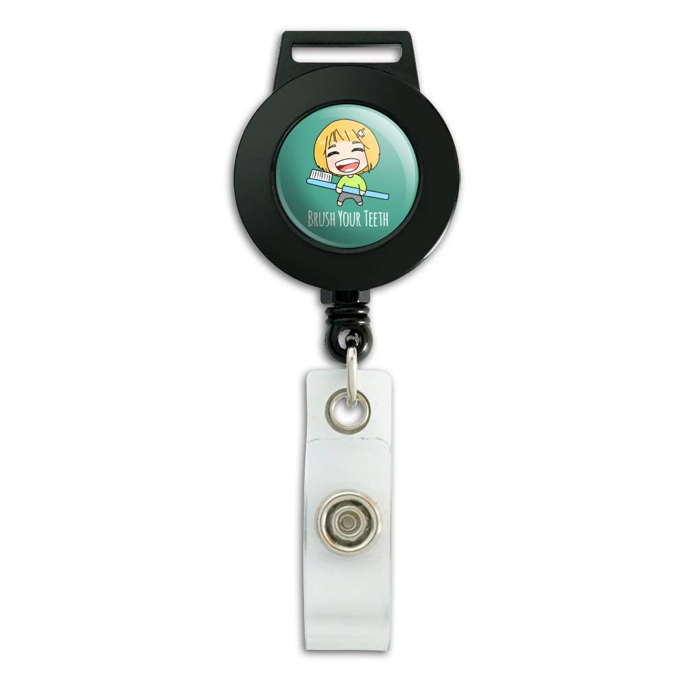 Kawaii Chibi Retractable Lanyard with Toothbrush Design - Cute ID Badge Holder & Reel for Work, School, or Convention