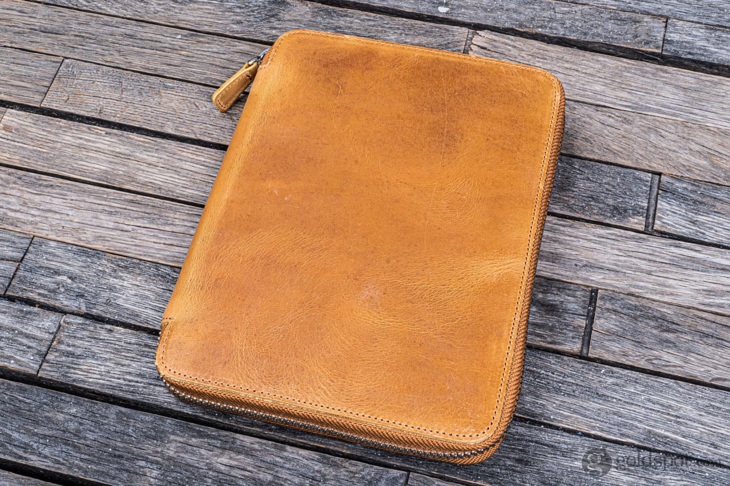 Galen Leather Zippered A5 Notebook Folio in Crazy Horse Honey Ochre - Premium Leather Cover for Journals, Planners & Notebooks - Perfect for Office, School & Travel Organization