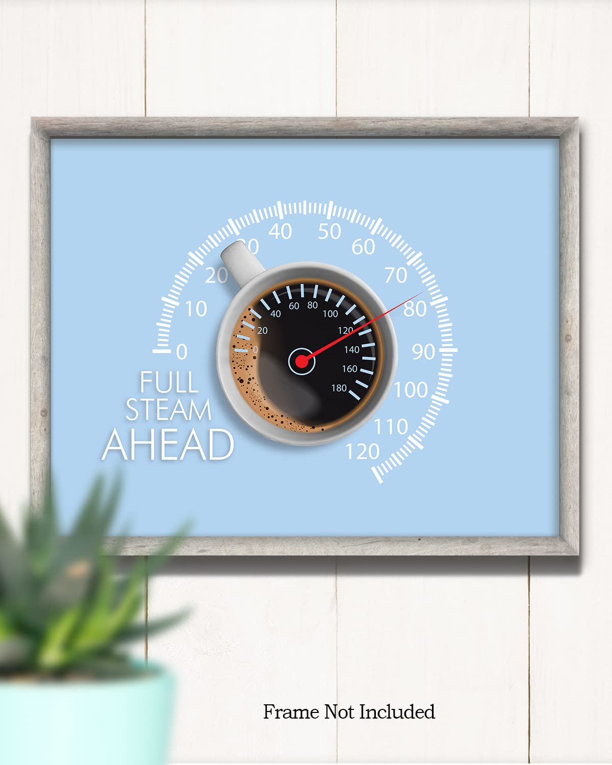 Govivo Full Steam Ahead Coffee Station Print - Modern Kitchen & Coffee Bar Decor - Minimalist Office Wall Art - 14x11 Unframed Poster - Perfect for Coffee Lovers & Home Baristas