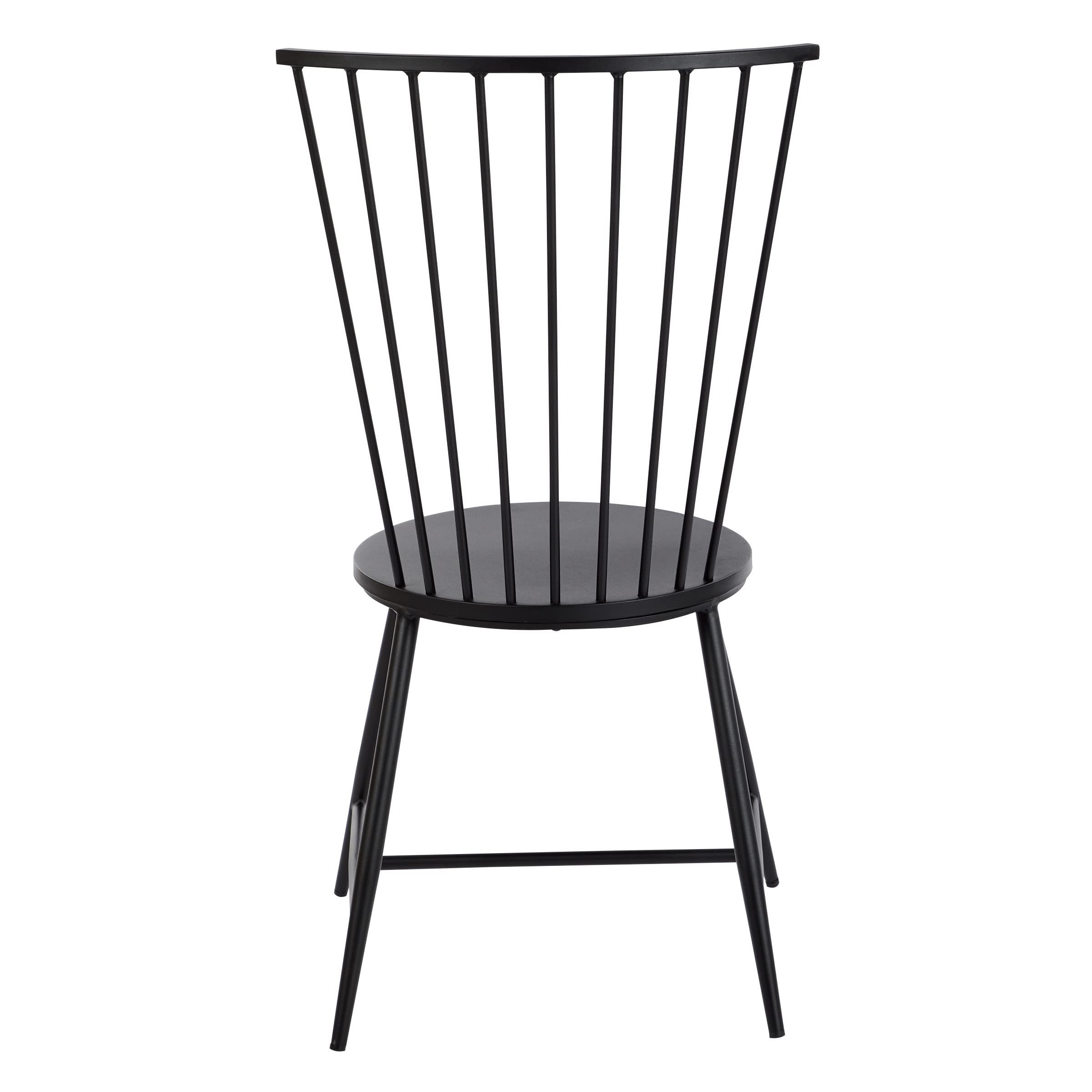 OSP Home Furnishings Bryce Metal Dining Chair with Curved Back - Black Finish - Modern Kitchen & Dining Room Furniture for Indoor Use