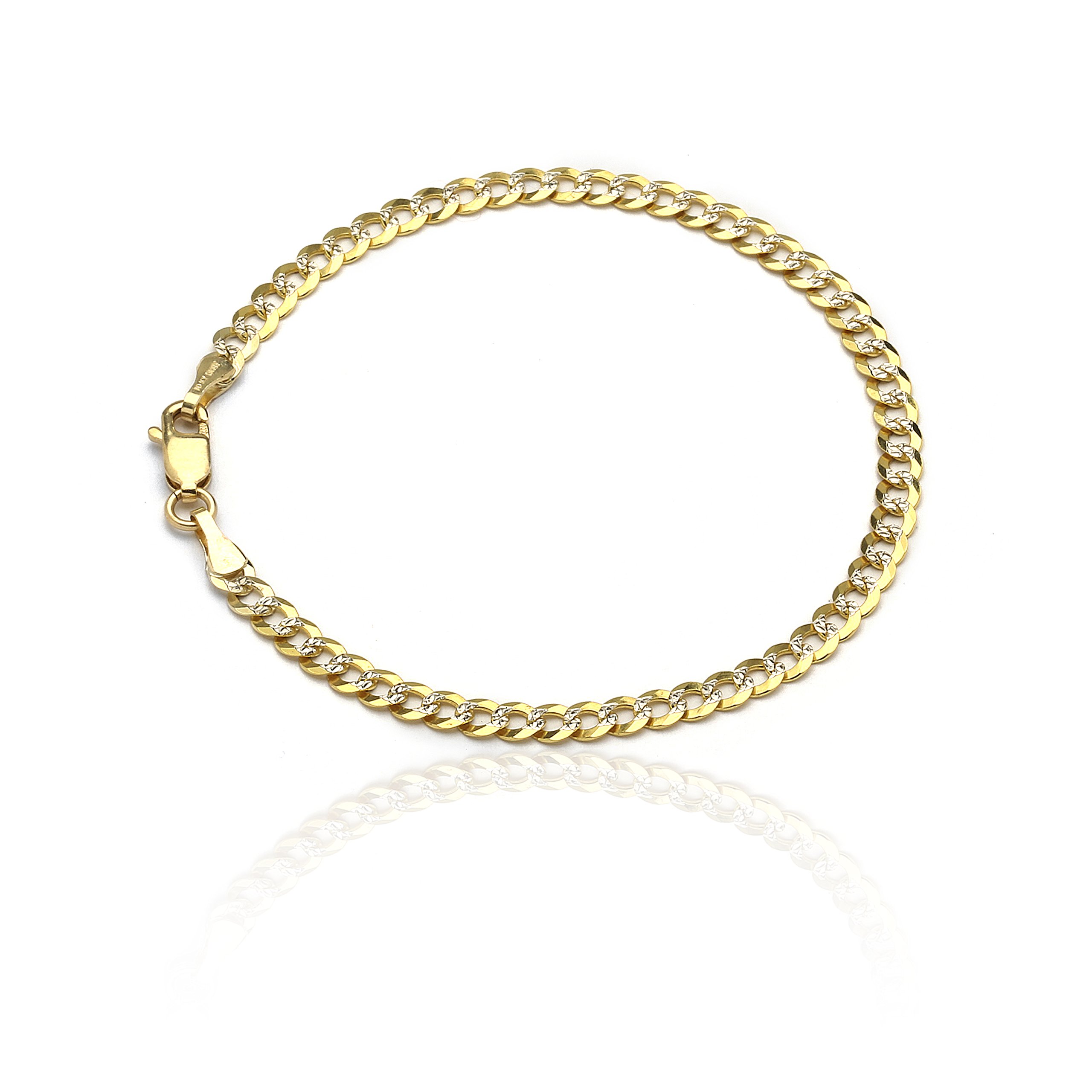 10K Solid Gold 4mm Curb Cuban Link Chain Bracelet & Anklet Set for Men and Women - Perfect for Everyday Wear, Gifts, and Layering Jewelry