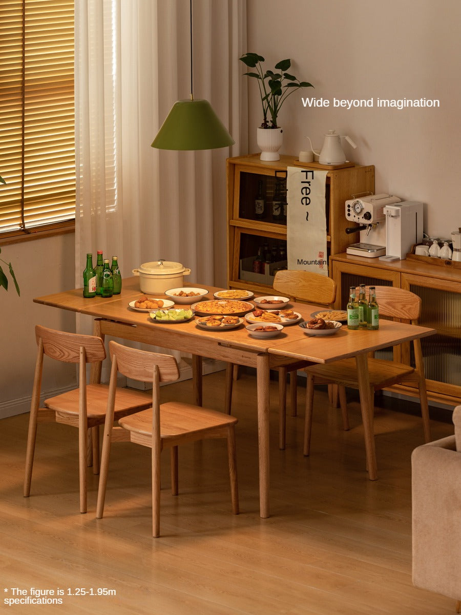 Solid Oak Wood Extendable Dining Table - Expandable Large Tabletop for Family Gatherings & Dinner Parties | Perfect for Small Spaces & Entertaining Guests