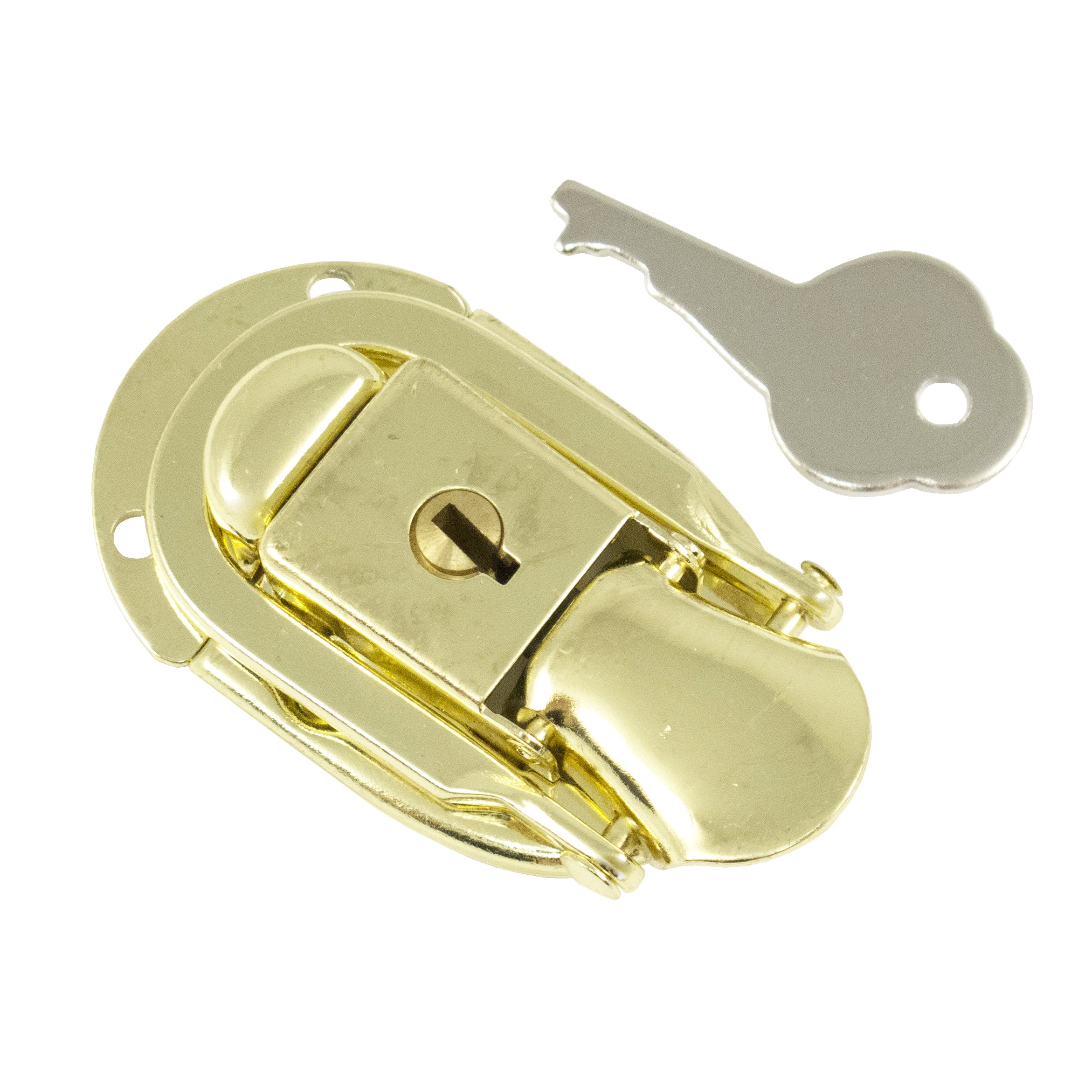 Vintage Gold Plated Trunk Lock with Key - Secure & Stylish Travel Bag Hardware for Suitcases, Luggage & Antique Chests - Perfect for Travel, Storage & Home Decor