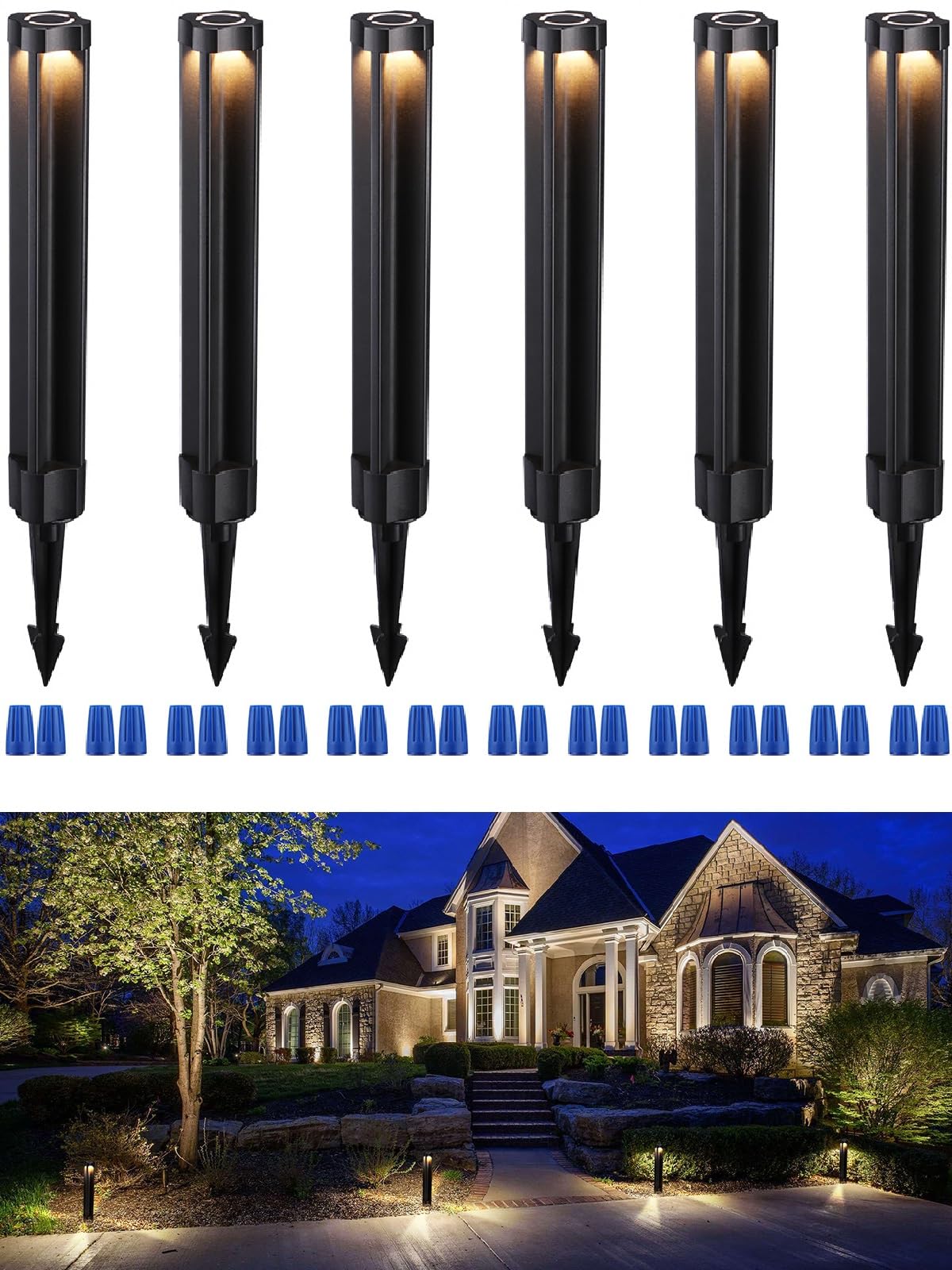 LEONLITE 12V Low Voltage Pathway Lights - 6 Pack, ETL & UL Listed Outdoor Landscape Lighting for Driveway, Walkway, Garden - 3000K Warm White Aluminum Lights with Black Finish & Unique Lighting Effects | Perfect for Enhancing Curb Appeal & Nighttime Safety