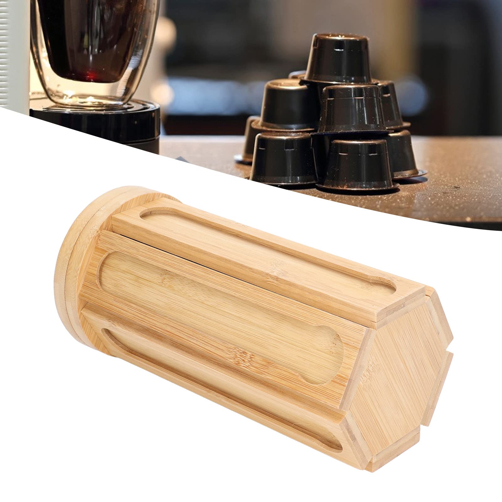 360° Rotating Wooden Coffee Capsule Storage Rack - 36 Grid Large Capacity Coffee Pod Organizer for Nespresso, Keurig K-Cups | Perfect for Coffee Shops, Dessert Cafes & Home Kitchen Countertops