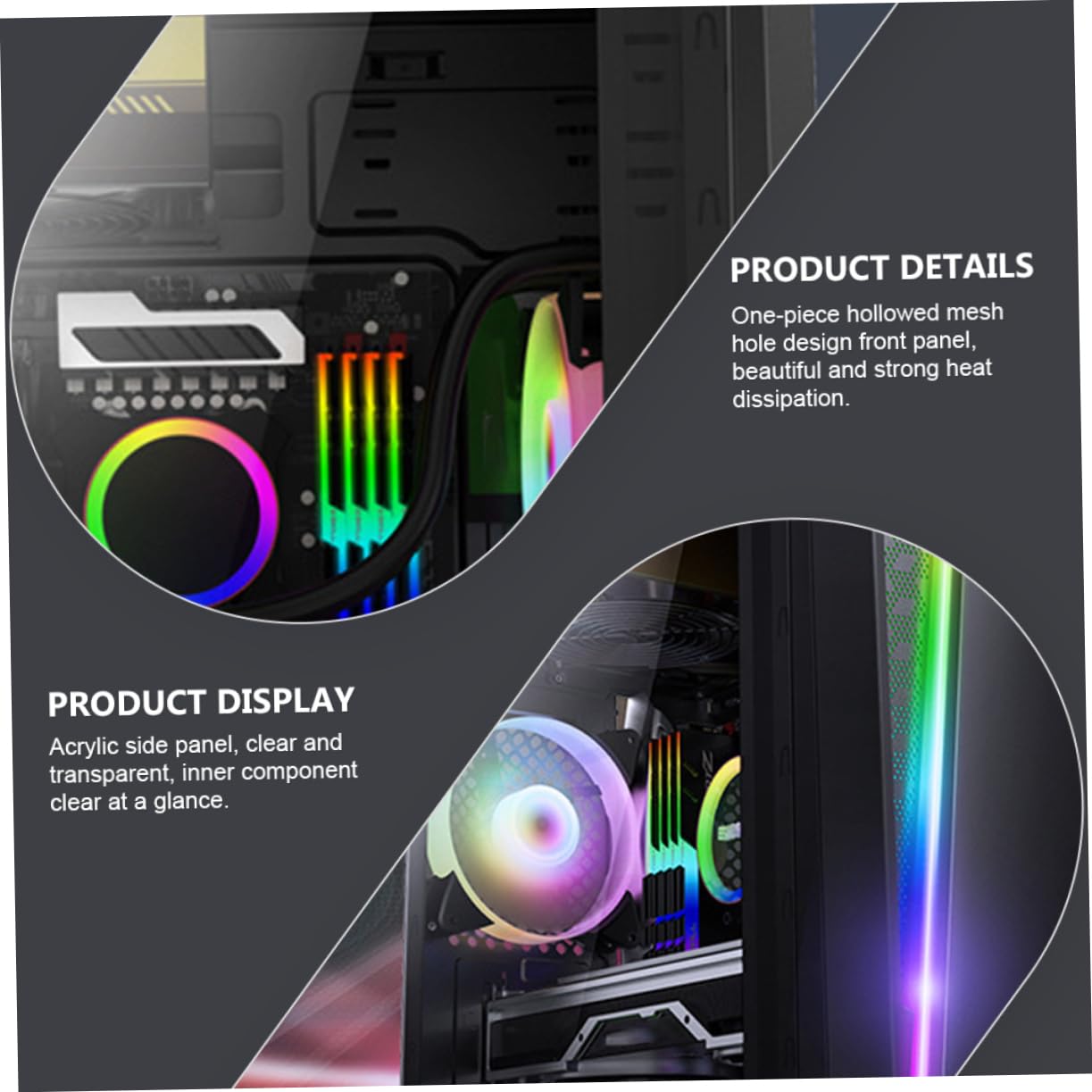 Mikikit Gaming PC Case - High Performance ATX Mid Tower Computer Chassis with Tempered Glass Side Panel & RGB Lighting - Perfect for Home Office, Gaming Setup, and Internet Cafe Use