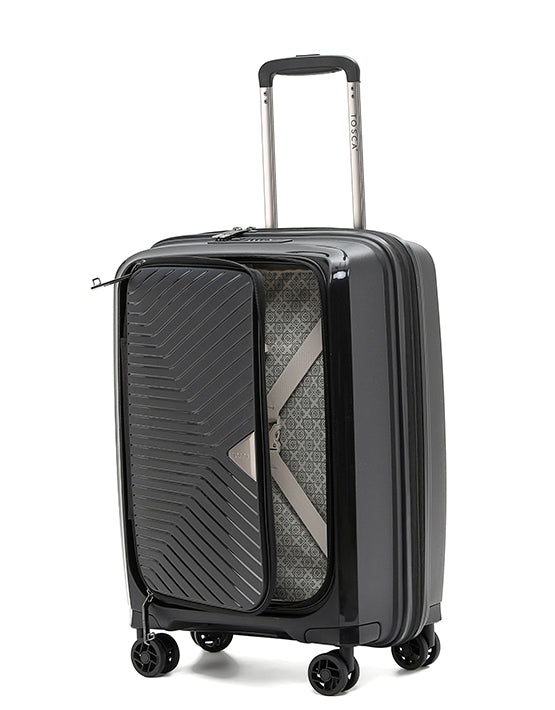 Tosca TCA100 20A 20-Inch Small Space Suitcase with X Lid Opening Spinner Luggage - Black | Perfect for Carry-On Travel & Compact Storage