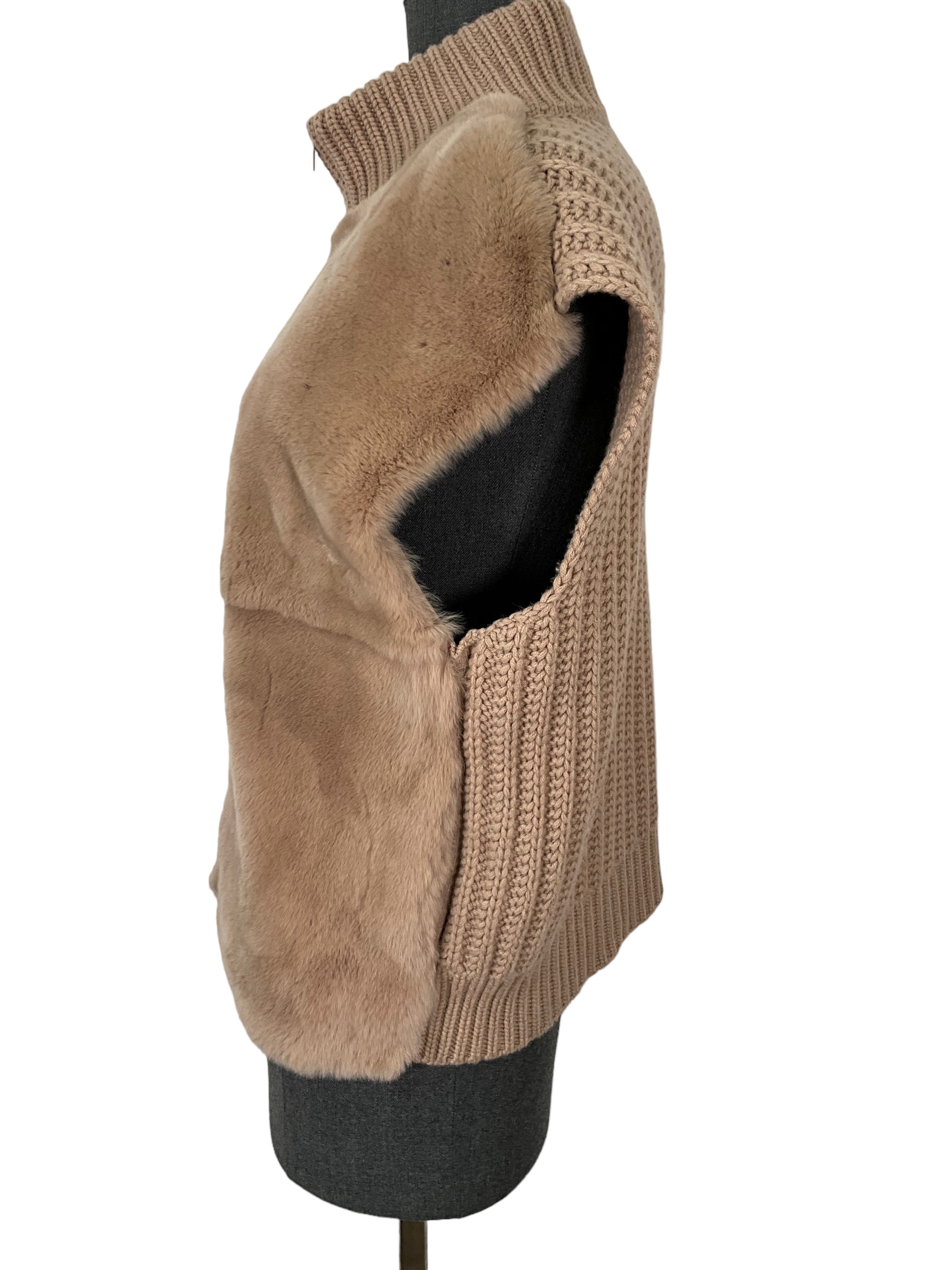 Peserico Women's Rabbit Fur Vest Size M - Soft & Warm Winter Fashion for Outdoor Activities & Casual Wear