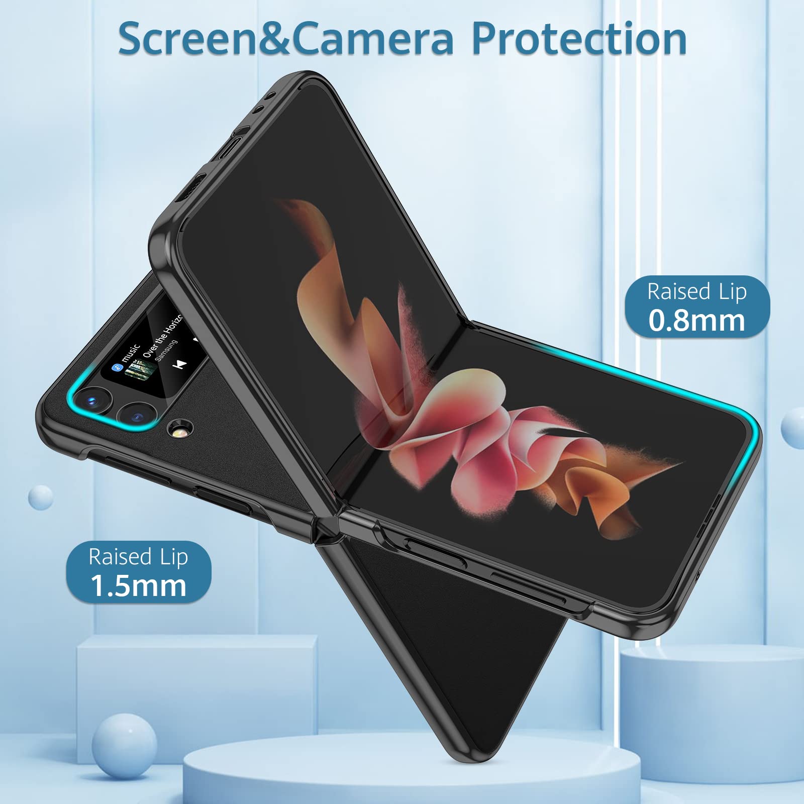MATEPROX Slim Thin Lightweight Protective Case for Samsung Galaxy Z Flip 4 5G - Non-Slip Leather Back with Electroplated Frame | Compatible with Galaxy Z Flip 4 | Perfect for Everyday Use, Travel & Business (Black)