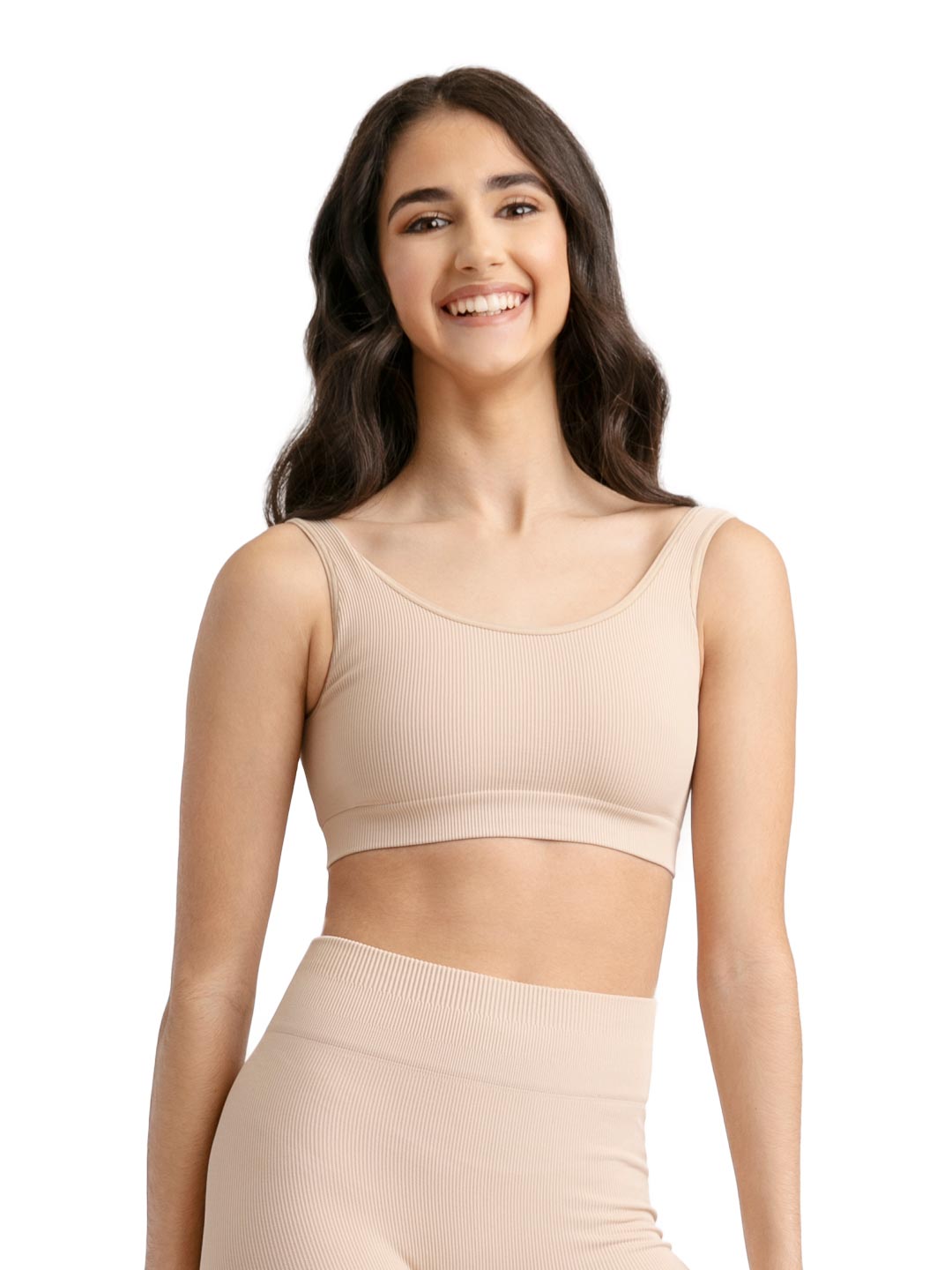 11378W Seamless Rib Bra Top - Wireless Comfort for Yoga, Workout & Everyday Wear - Soft Support for Active Women