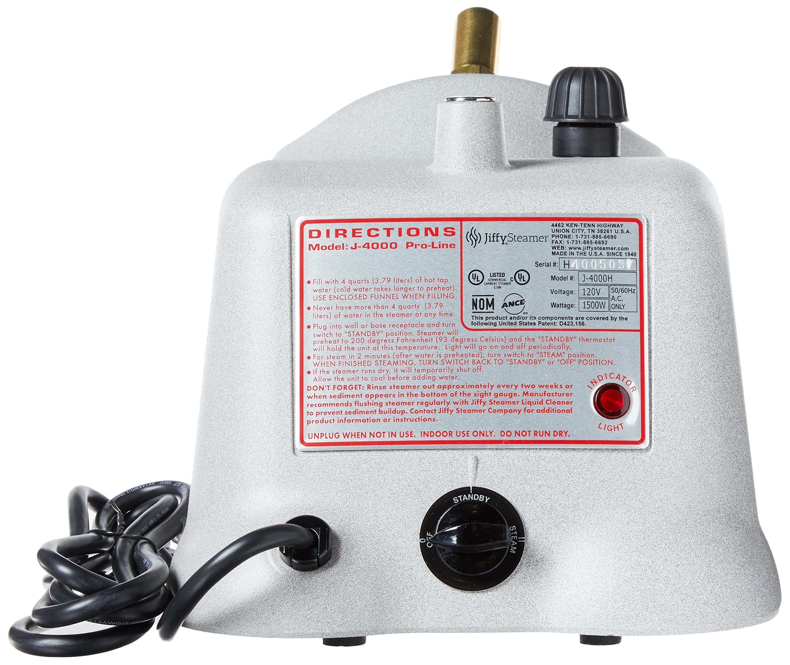 J-4000H Jiffy Hat Steamer - Professional 120 Volt Garment Steamer for Hats, Caps & Clothing - Fast Wrinkle Remover with Powerful Steam (Gray) - Perfect for Home, Travel & Professional Use