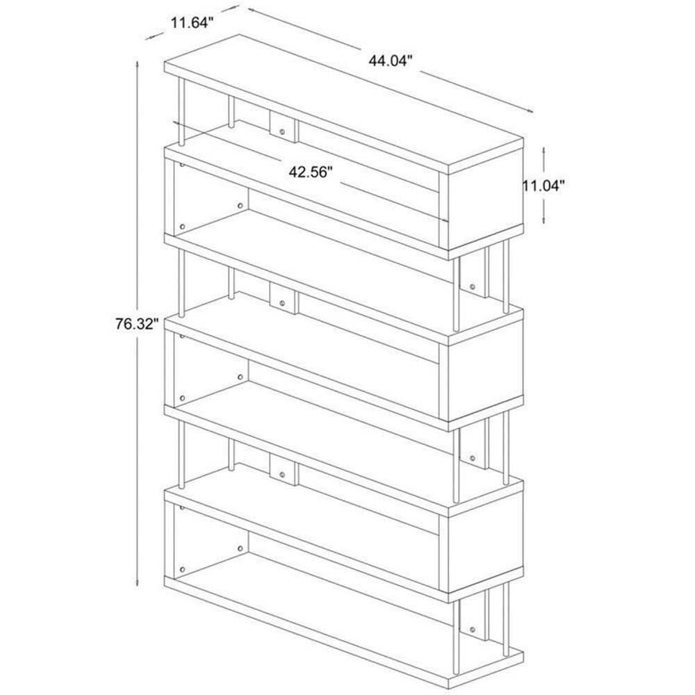 Allora 6 Shelf Modern White Wood Bookcase - Stylish Storage for Living Room, Office, or Bedroom