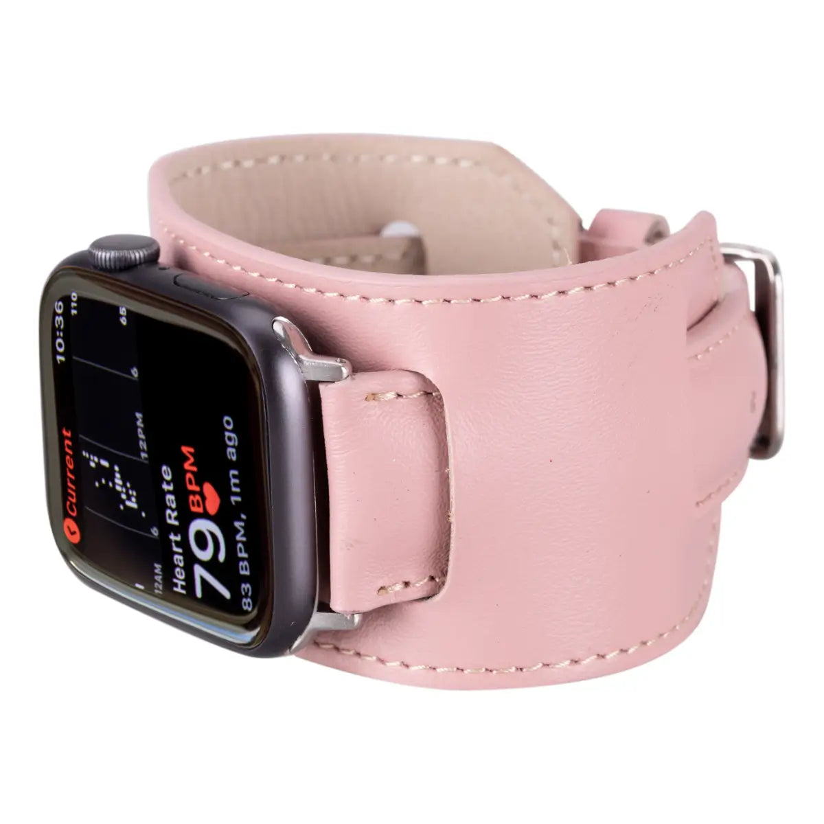 Pink Leather Cuff Strap for Apple Watch - Stylish & Comfortable Wristband for Women, Compatible with All Apple Watch Models - Perfect for Workouts, Office & Everyday Fashion Accessory