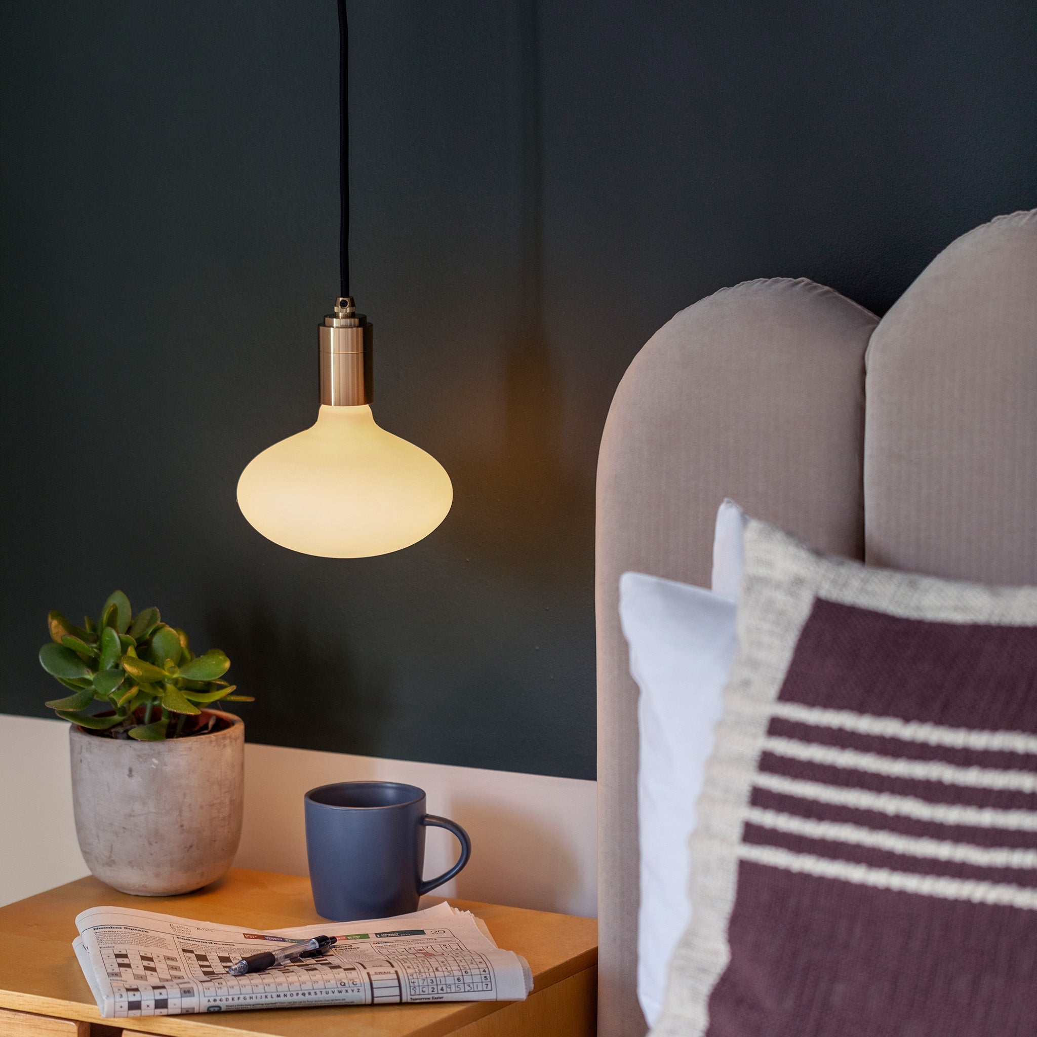 Brass Oval Dim to Warm Pendant Light - Adjustable Dimmable LED Hanging Fixture for Dining Room, Kitchen Island, and Bedroom Lighting