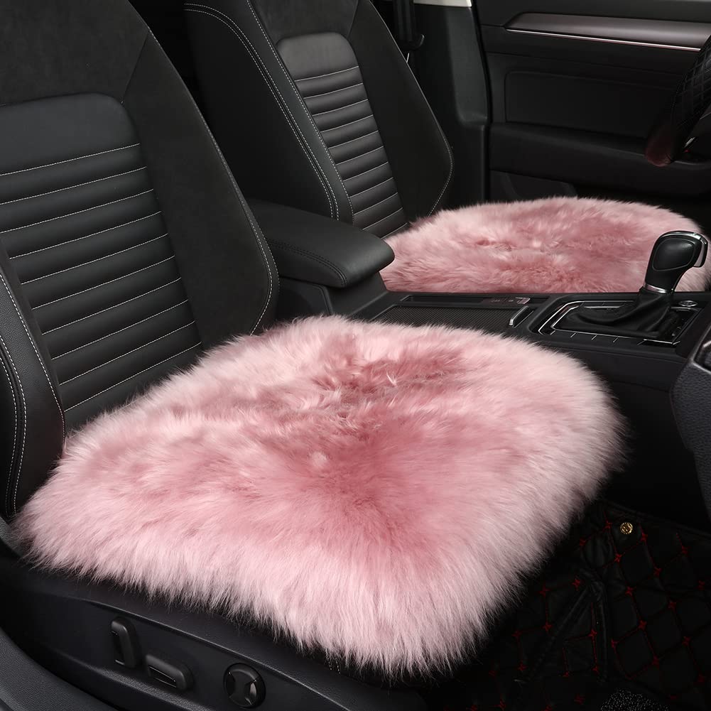 Premium Soft Genuine Sheepskin Car Seat Cover - Luxury Long Wool Universal Fit for Cars, SUVs, Jeeps & Trucks (1pc, Dusty Rose) | Comfortable Protection for Driving & Office Chairs
