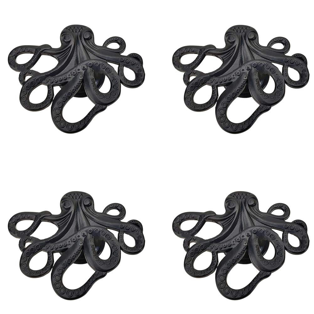 Octopus Drawer Knobs 4pcs - Zinc Alloy Nautical Pull Handles for Cupboard Dresser Wardrobe - Beach Theme Home Decor