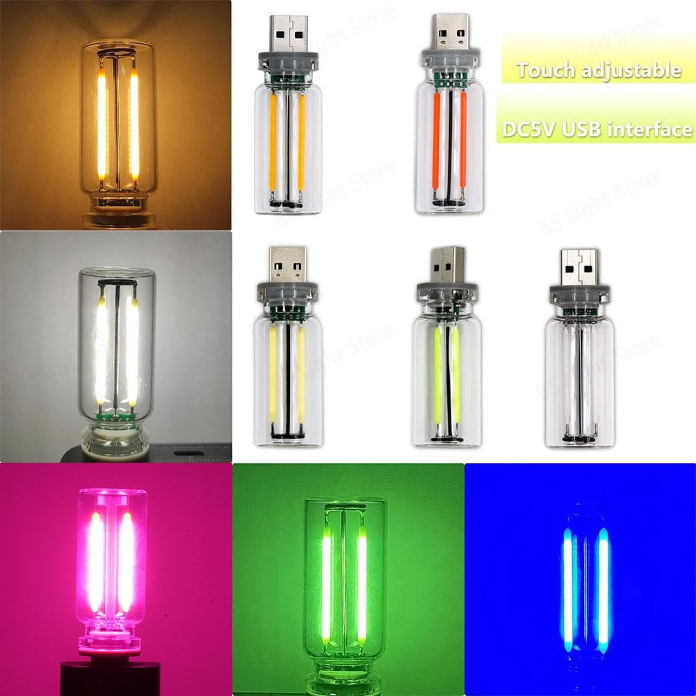 Touch Control LED Night Light for Cars - Retro USB Car Interior Atmosphere Lamp with Dimmable Brightness, Plug-in USB Charging Port | Perfect for Night Driving, Car Decor & Ambient Lighting