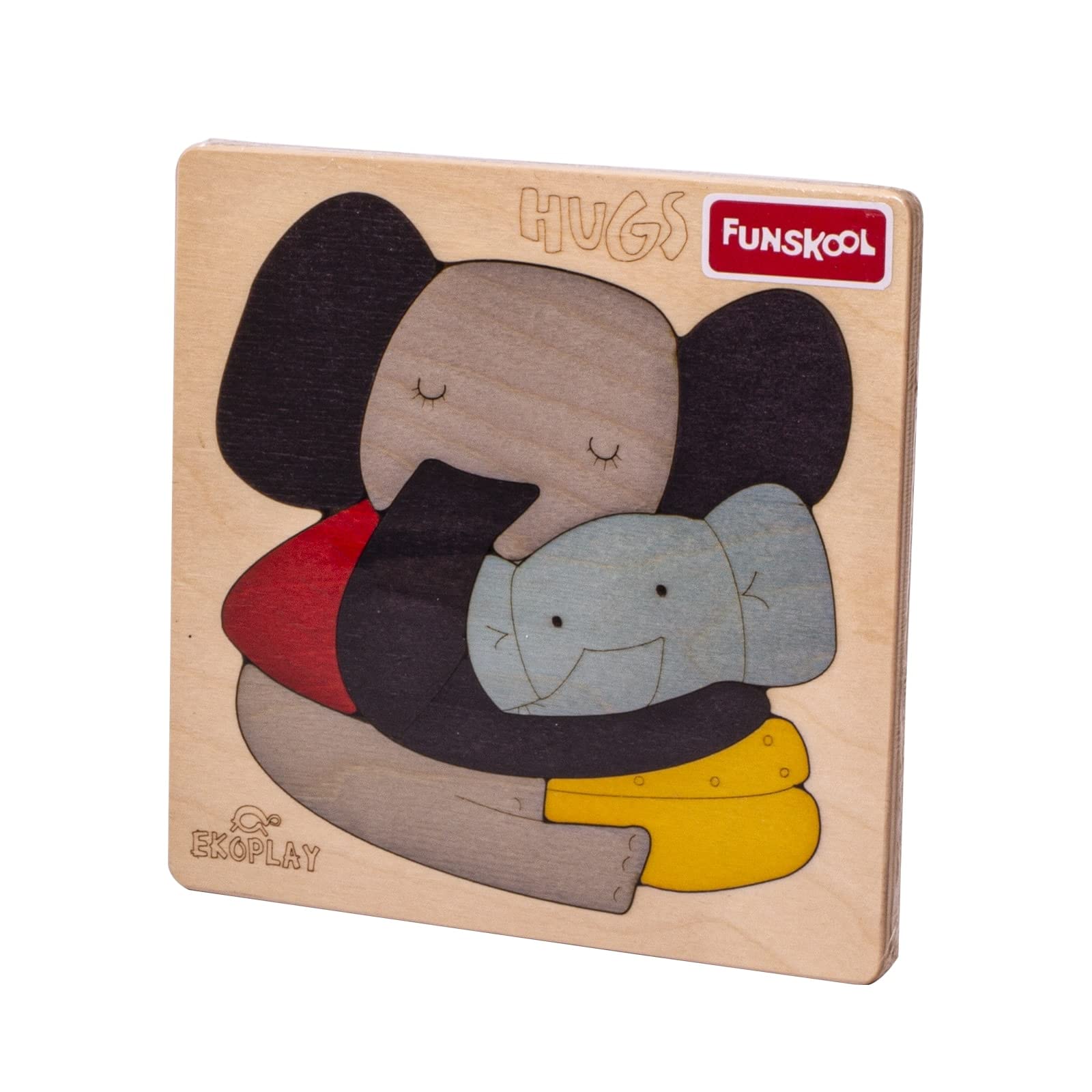 Funskool Ekoplay Hugs Elephant Wooden Puzzle for Babies & Toddlers - Educational Animal Toy for Early Learning & Playtime Fun