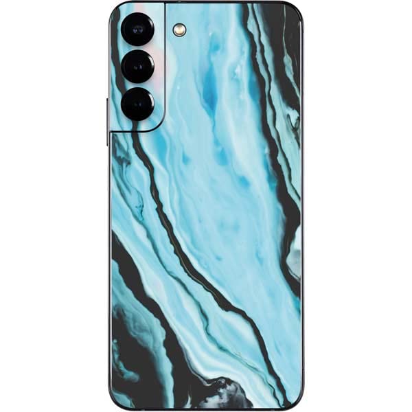 Premium Aqua Blue Marble Phone Skin for Samsung Galaxy S22 Plus | Durable Vinyl Decal | Scratch Protection | Perfect for Office, Travel & Everyday Use