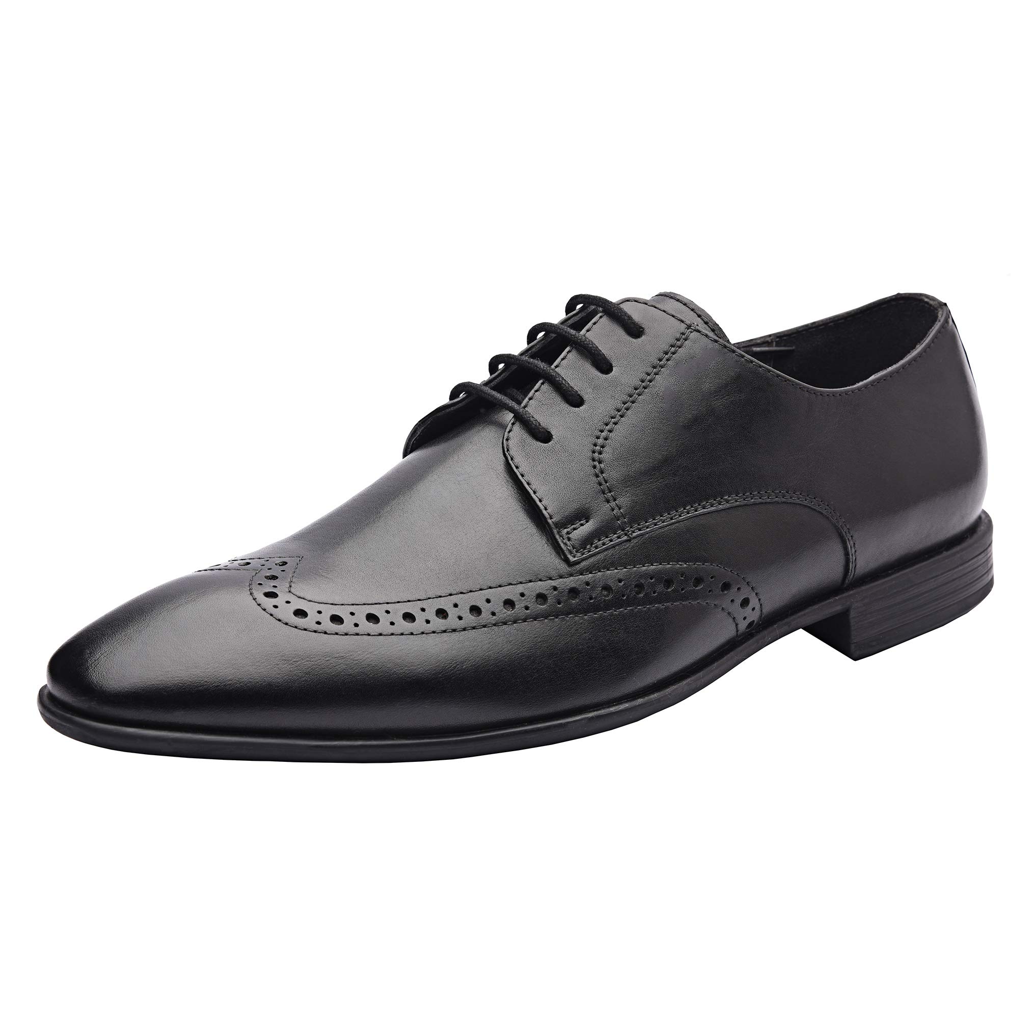 Andre Genuine Leather Men's Wingtip Oxford Dress Shoes - Comfortable Lace-Up Low Heel Shoes with TPR Sole | Perfect for Business, Office, Wedding & Formal Occasions