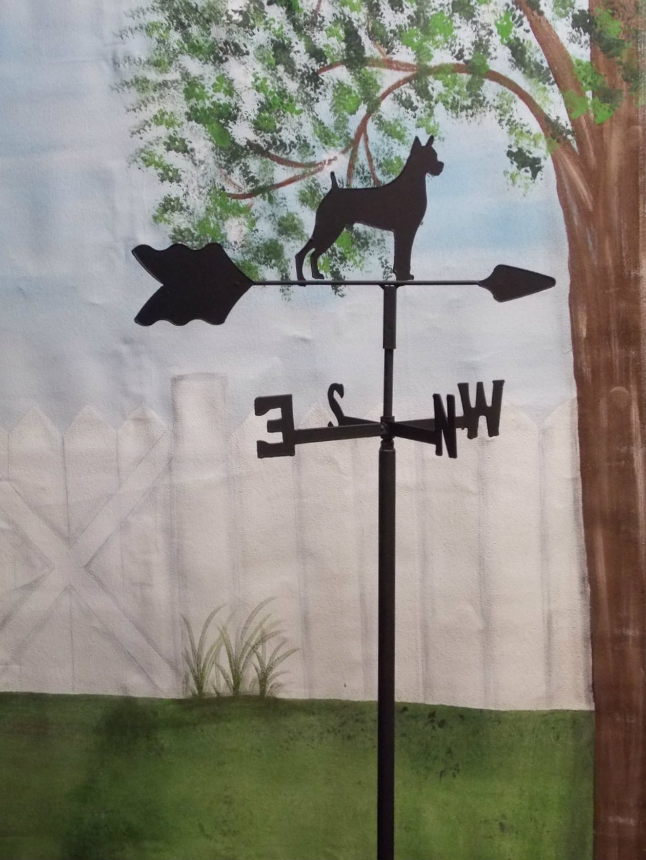 Vintage Wrought Iron Boxer Dog Weathervane - Garden Decor, Roof Top Ornament, Outdoor Yard Art for Home & Farmhouse Style