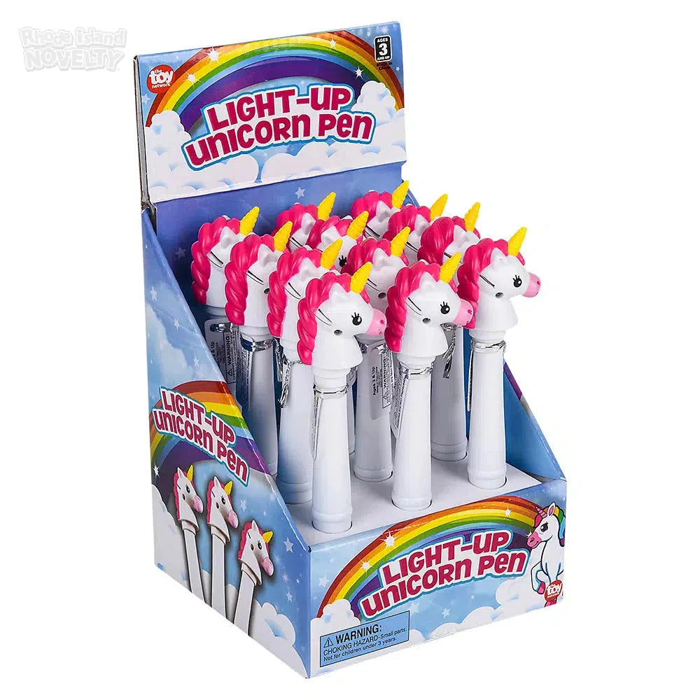 6 Pack LED Unicorn Pens with White Light - Fun Glow in The Dark Writing Pens for Kids, Party Favors, School Supplies & Nighttime Writing