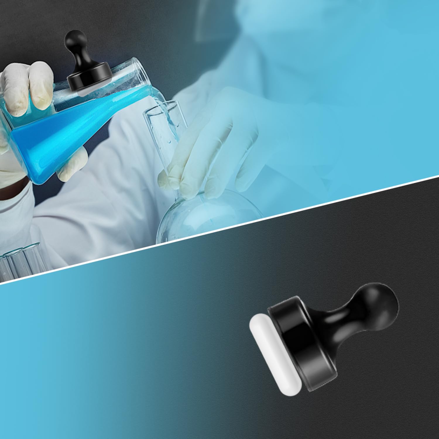 4 Pcs 30mm (1.8 Inch) PTFE Magnetic Stirrer Mixer Stir Bars - Laboratory Stir Bars with Black Magnetic Retriever for Stir Plates | Ideal for Chemistry Labs, Home Experiments & Scientific Research