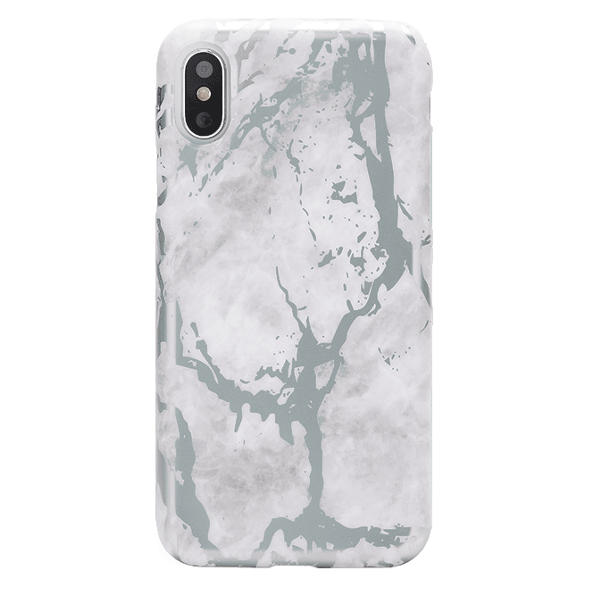 Elegant White Marble with Silver Chrome iPhone Case - Premium Protective Cover for iPhone 13/14/15 Pro Max | Slim Fit, Shockproof, Stylish Design for Everyday Use & Special Occasions