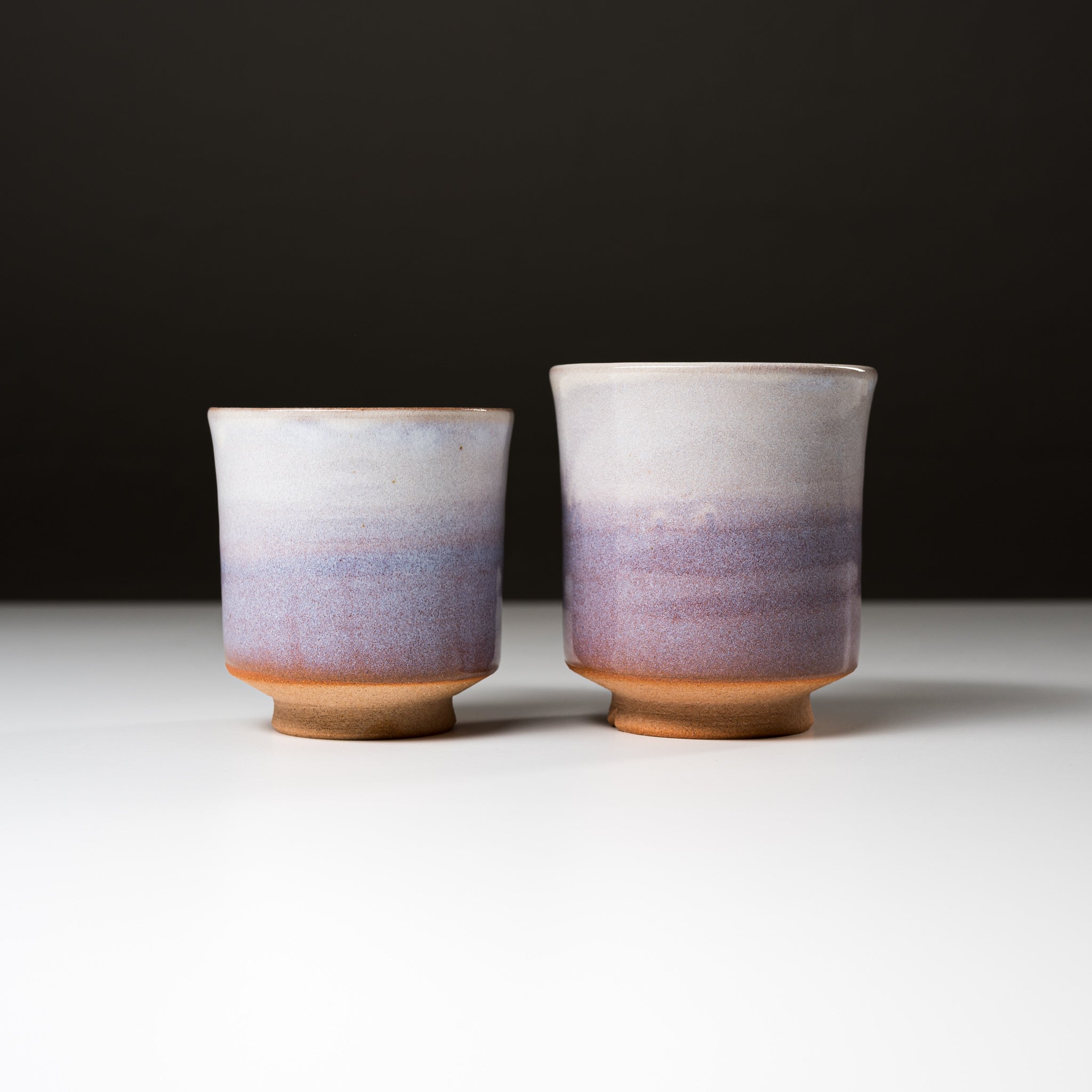 Tenryu Kiln Hagi Ware Pottery Pair Yunomi Tea Cups - Violet Glaze | Authentic Japanese Ceramic Tea Set for Matcha & Sencha | Perfect for Tea Ceremonies & Daily Use