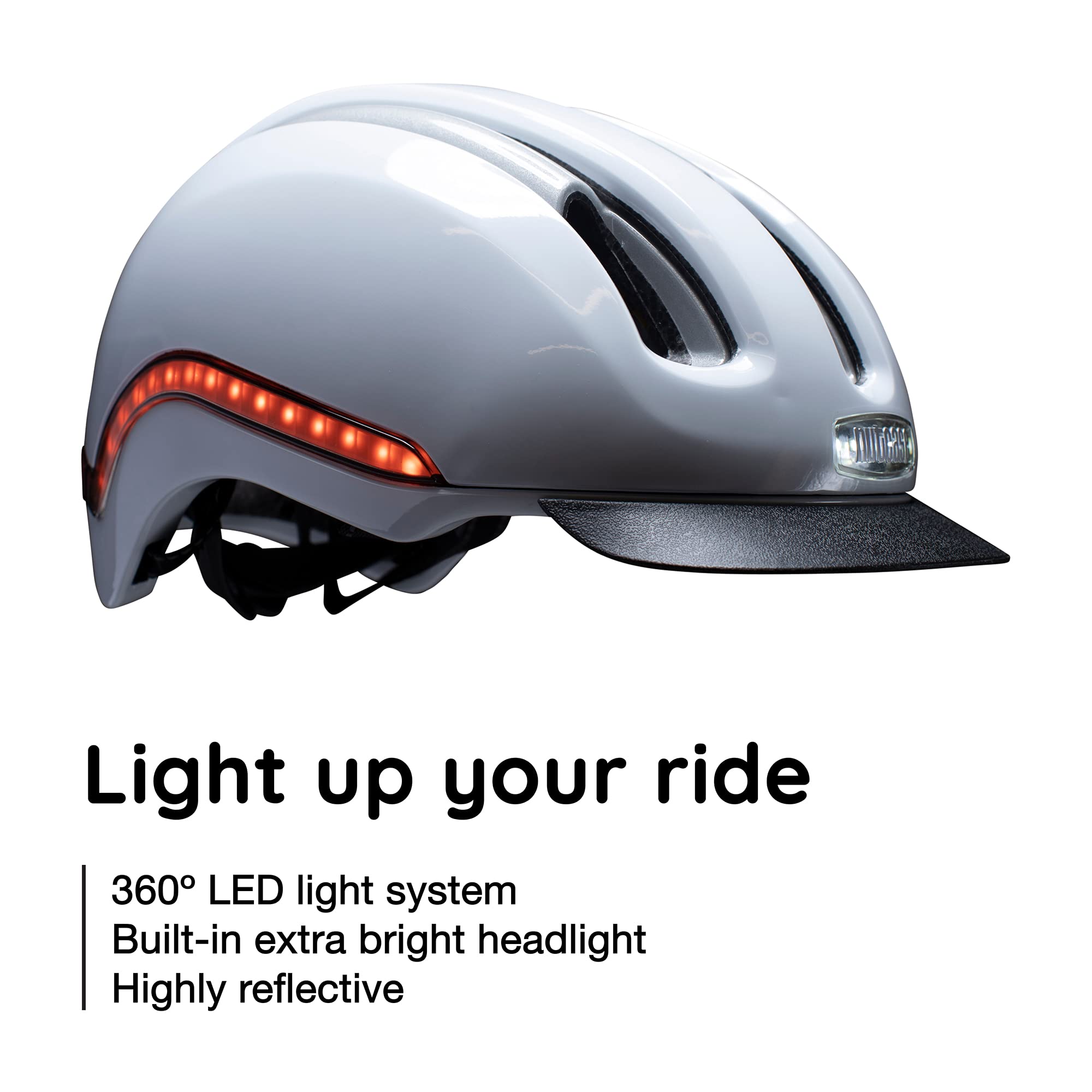 Nutcase VIO Bike Helmet with LED Lights & MIPS Protection - Adult Cycling Helmet for Road Biking, Commuting & Urban Safety - S/M (55-59cm) - Ideal for Night Rides & City Cycling