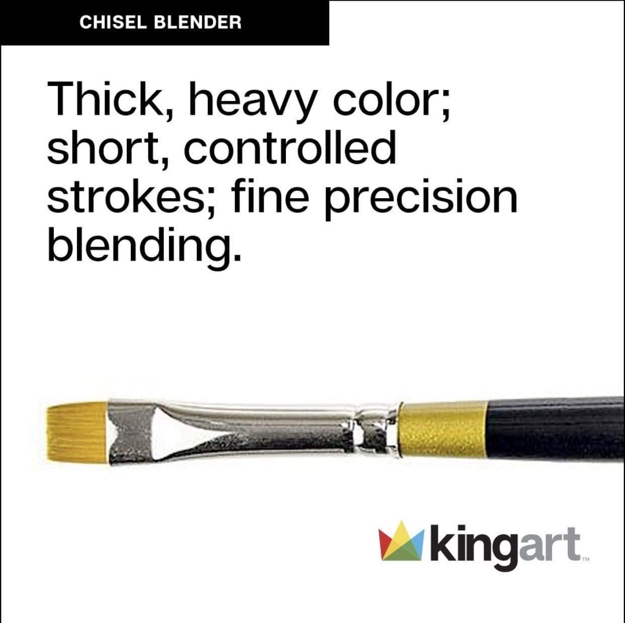 KINGART B-010 Premium 5-Piece Original Gold 9450 Series Chisel Blender Brush Set - Synthetic Golden Taklon Bristles for Acrylic, Oil & Gouache Painting - Short Handle (Sizes 2,4,6,8,10) - Perfect for Canvas, Wood & Fabric Art Projects