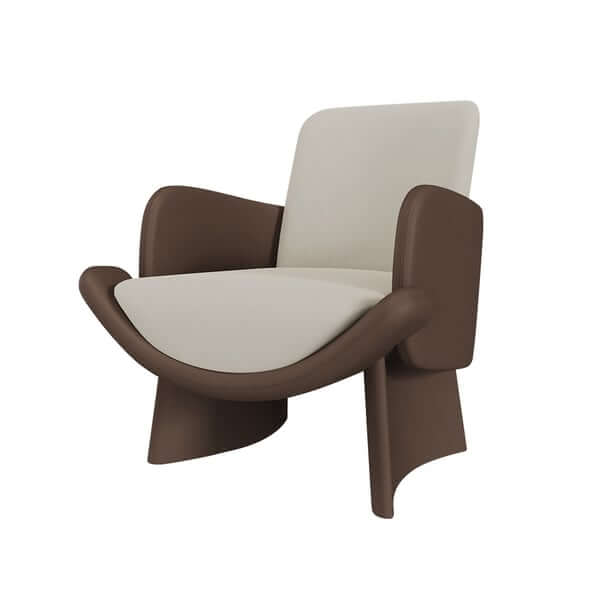 Modern Faux Leather Lounge Chair - Brown & Beige Armchair with Tufted Back - Perfect for Living Room, Office or Reading Nook